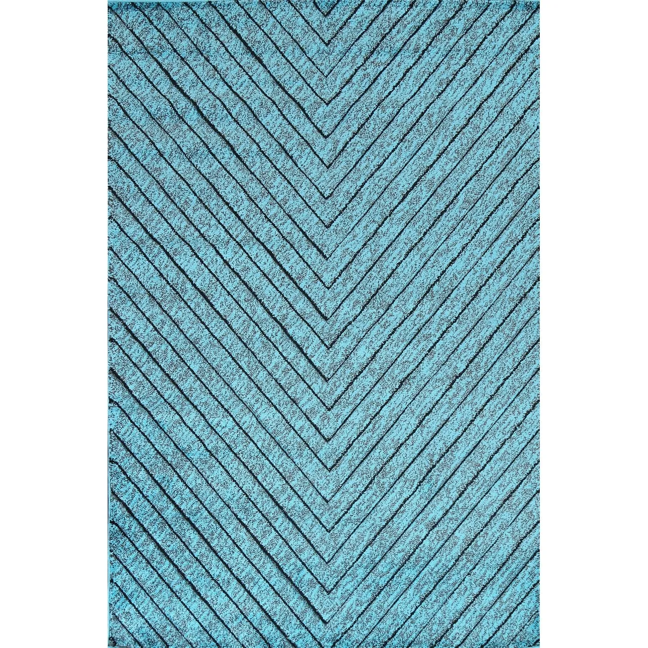 Turquoise Blue Chevron Style Transitional Turkish Rug Oriental Carpet