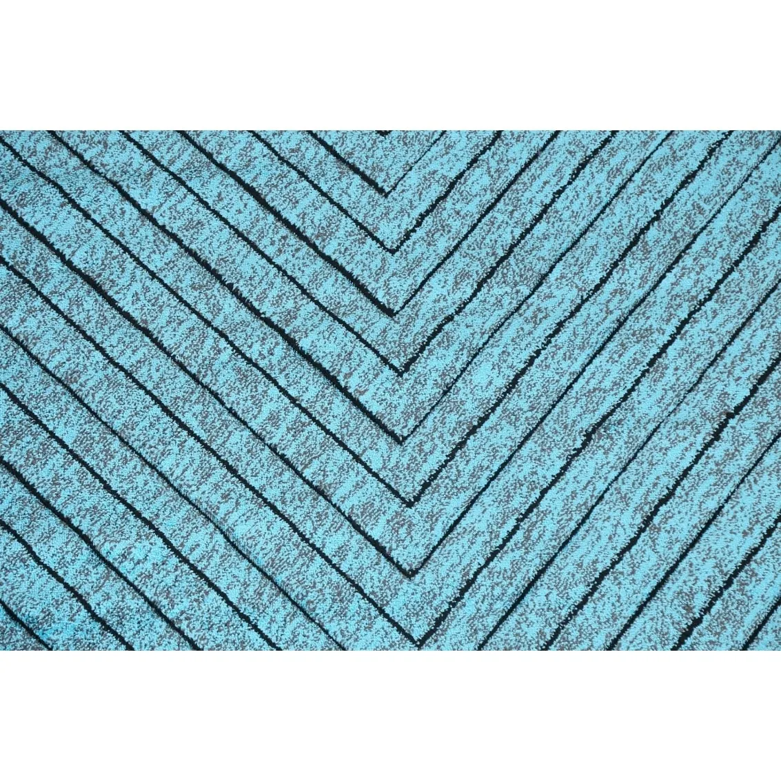 Turquoise Blue Chevron Style Transitional Turkish Rug Oriental Carpet
