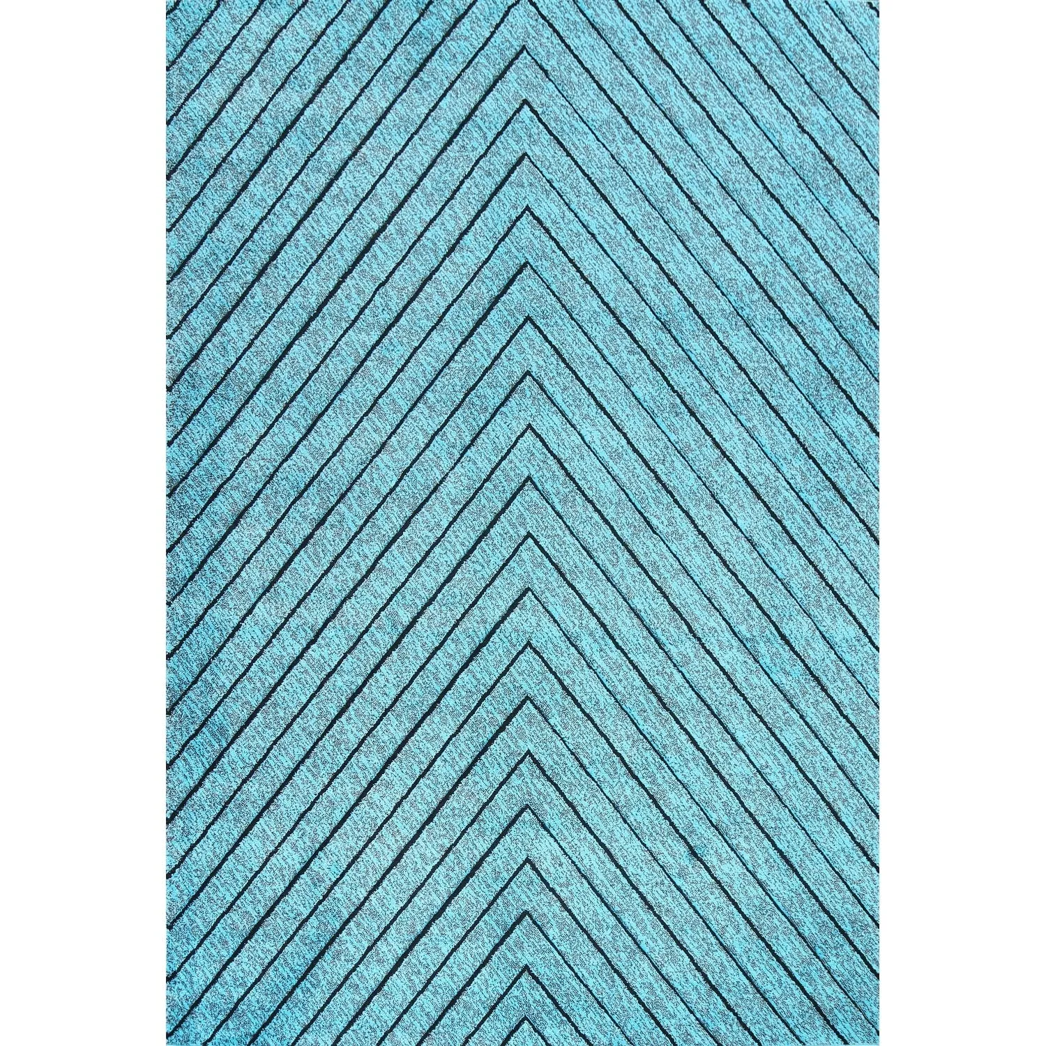 Turquoise Blue Chevron Style Transitional Turkish Rug Oriental Carpet