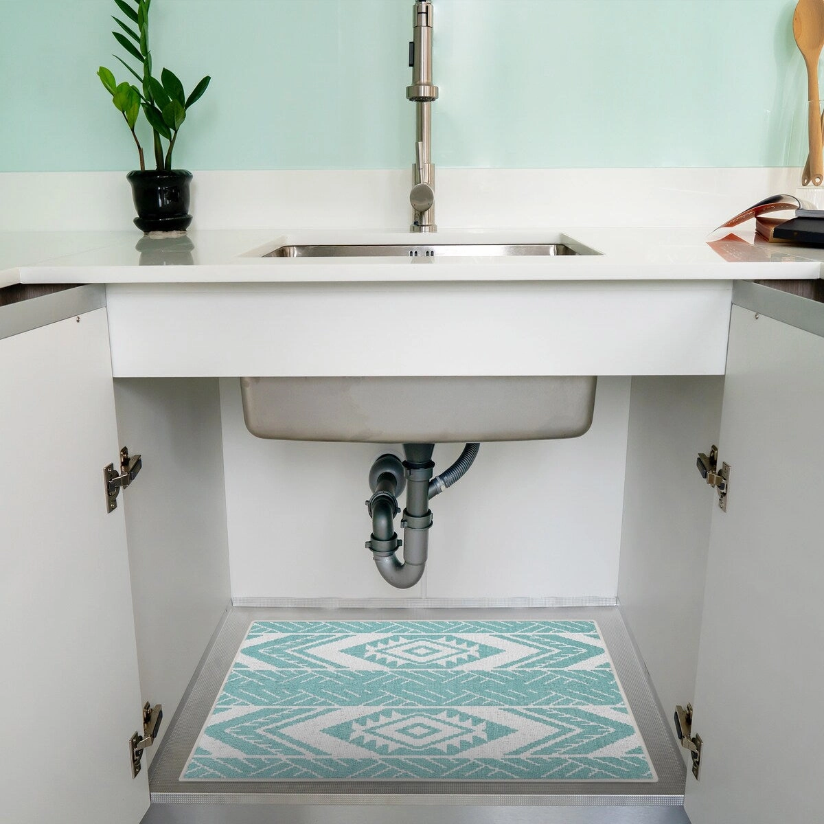 Under Sink Mat - Ultra-Absorbent Cotton Shelf Liners For Kitchen Cabinets - 2X3 feet