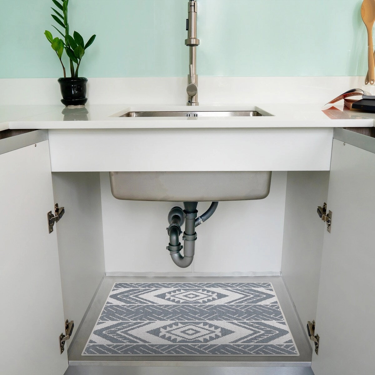 Under Sink Mat - Ultra-Absorbent Cotton Shelf Liners For Kitchen Cabinets - 2X3 feet