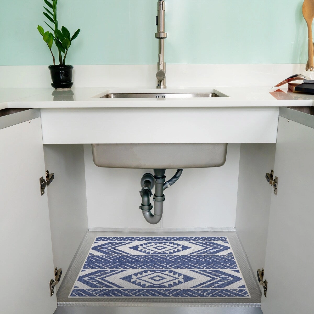Under Sink Mat - Ultra-Absorbent Cotton Shelf Liners For Kitchen Cabinets - 2X3 feet