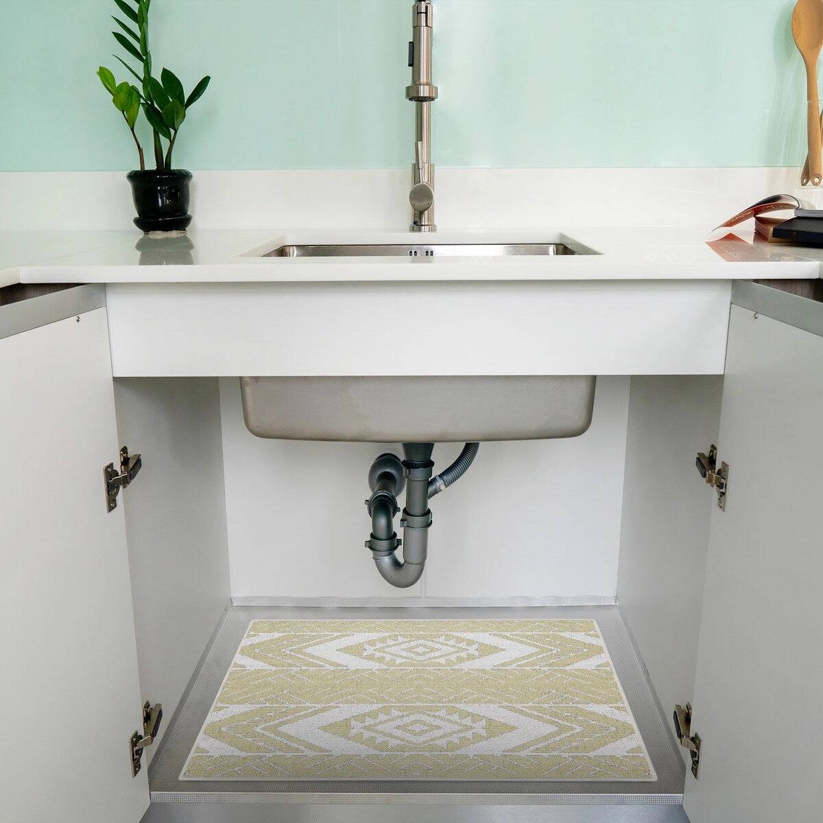Under Sink Mat - Ultra-Absorbent Cotton Shelf Liners For Kitchen Cabinets - 2X3 feet