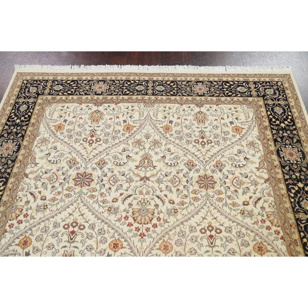 Vegetable Dye Wool/ Silk Tabriz Oriental Area Rug Hand-knotted Carpet - 6'2 x 9'1