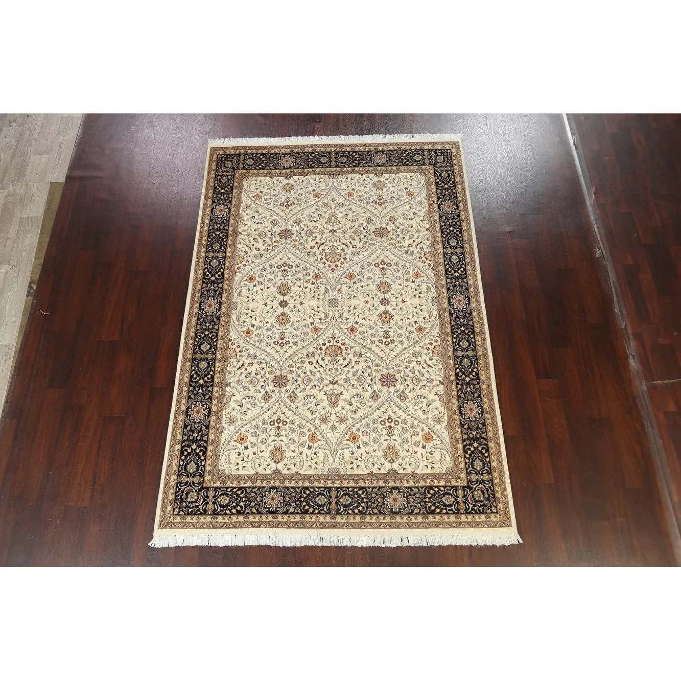 Vegetable Dye Wool/ Silk Tabriz Oriental Area Rug Hand-knotted Carpet - 6'2 x 9'1