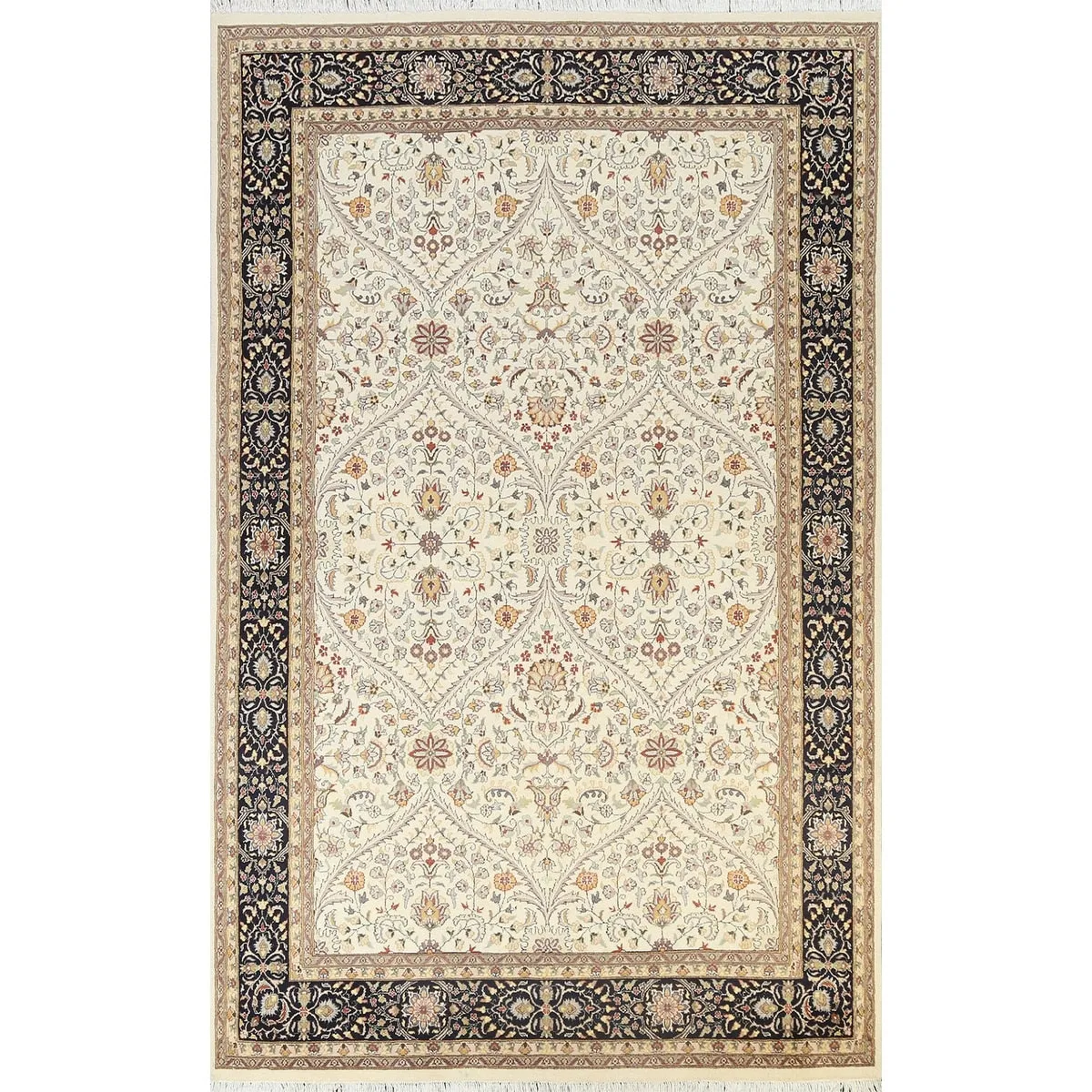 Vegetable Dye Wool/ Silk Tabriz Oriental Area Rug Hand-knotted Carpet - 6'2 x 9'1