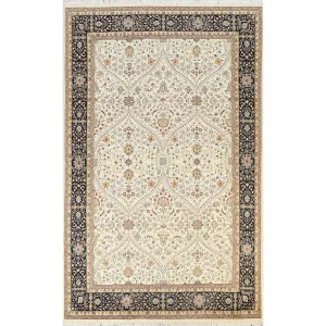 Vegetable Dye Wool/ Silk Tabriz Oriental Area Rug Hand-knotted Carpet - 6'2 x 9'1