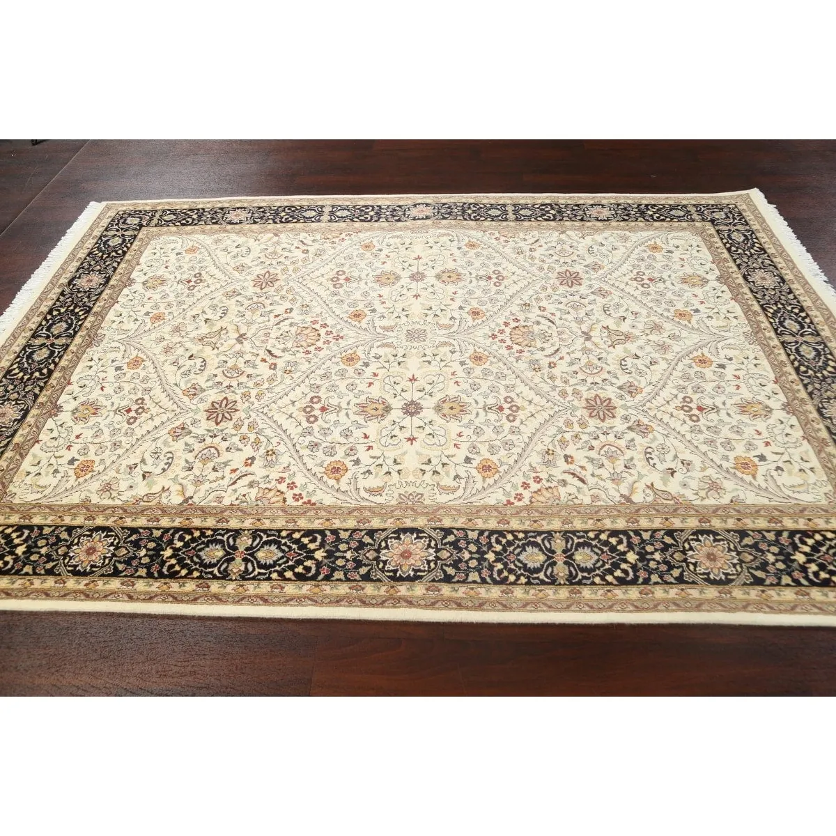 Vegetable Dye Wool/ Silk Tabriz Oriental Area Rug Hand-knotted Carpet - 6'2 x 9'1