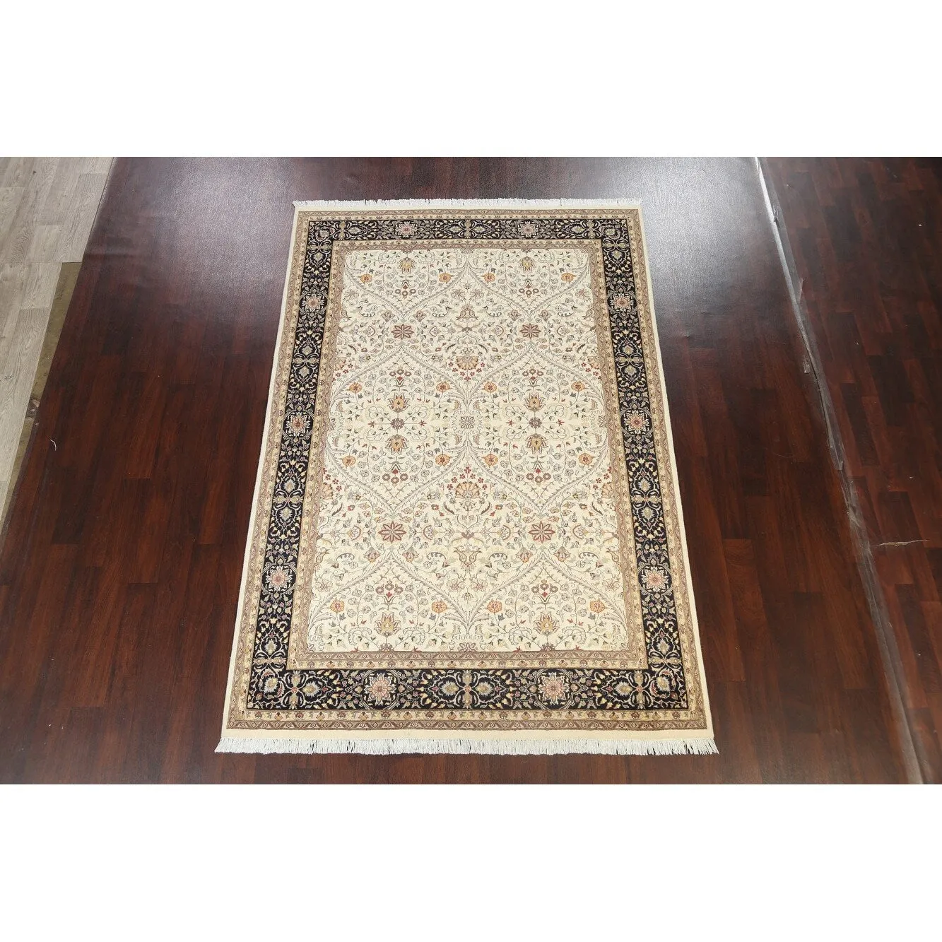 Vegetable Dye Wool/ Silk Tabriz Oriental Area Rug Hand-knotted Carpet - 6'2 x 9'1