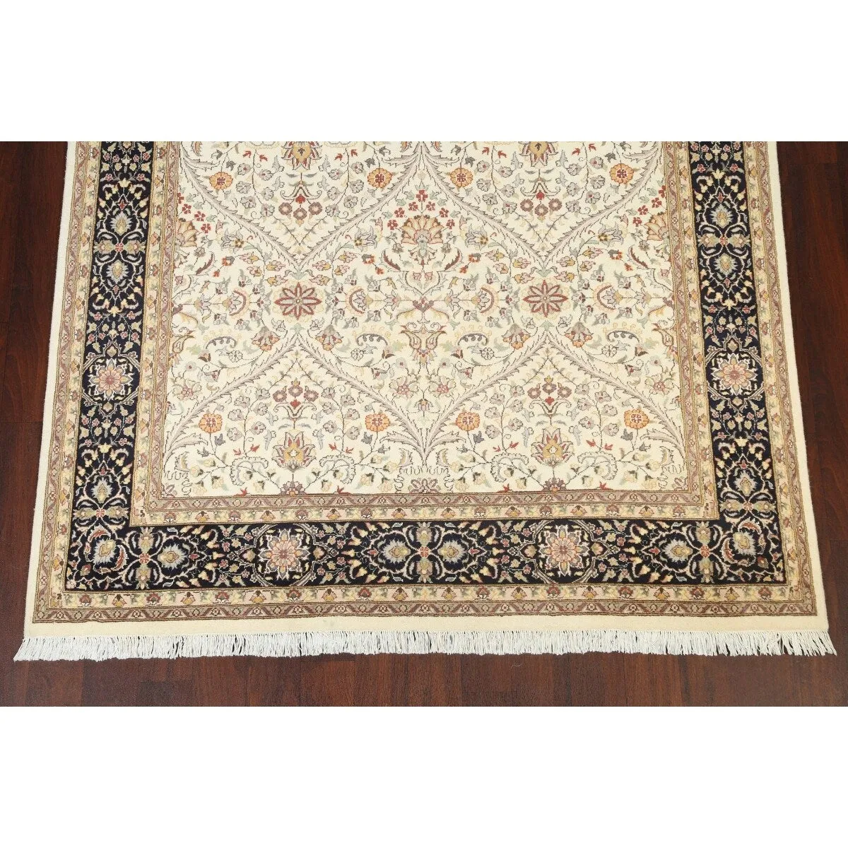 Vegetable Dye Wool/ Silk Tabriz Oriental Area Rug Hand-knotted Carpet - 6'2 x 9'1