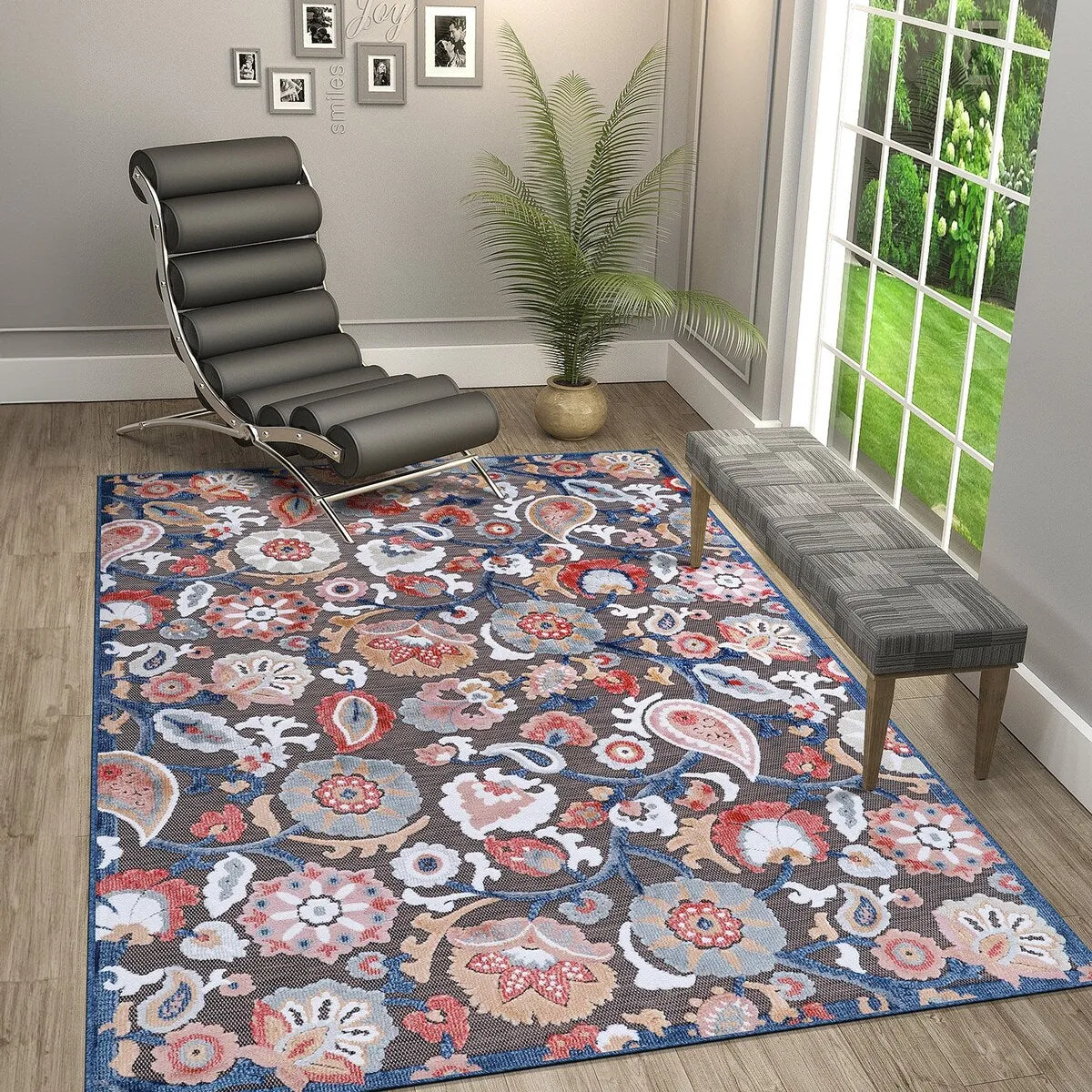 VILLADECOR Spread Indoor Outdoor Area Rug Low High Pile Rugs For Patio