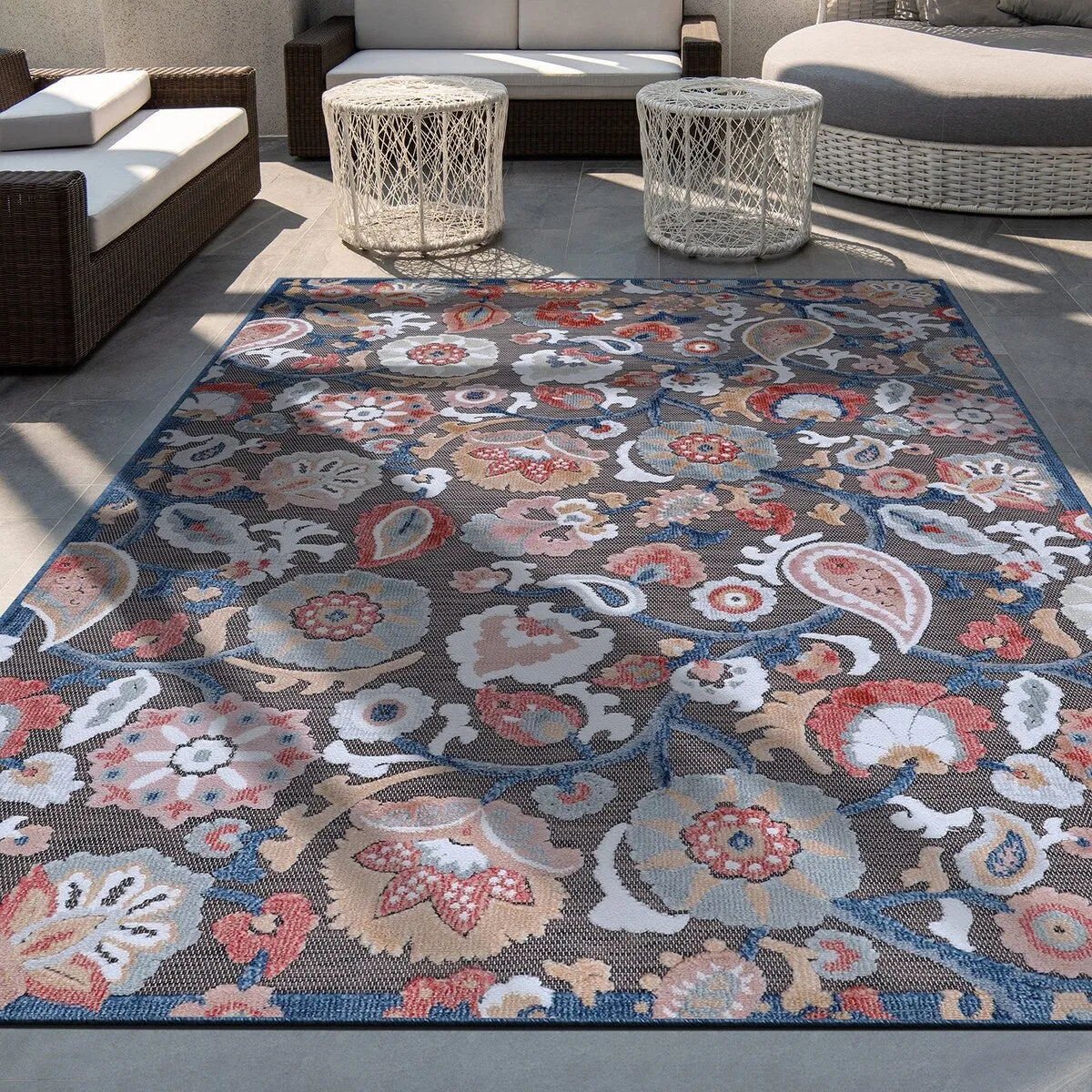 VILLADECOR Spread Indoor Outdoor Area Rug Low High Pile Rugs For Patio