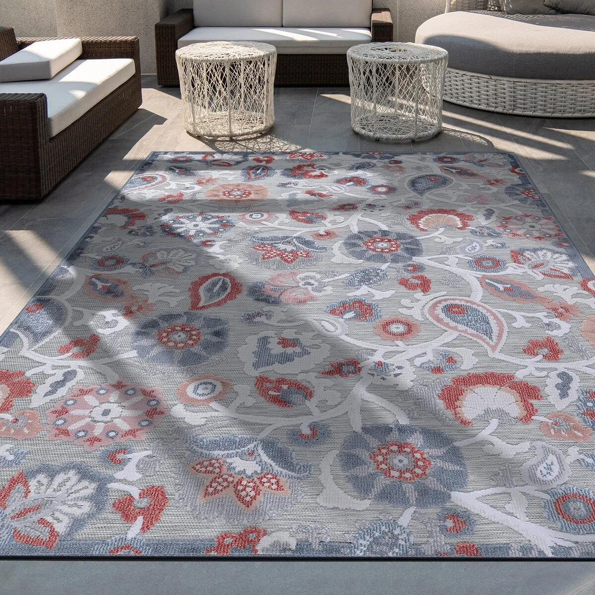 VILLADECOR Spread Indoor Outdoor Area Rug Low High Pile Rugs For Patio