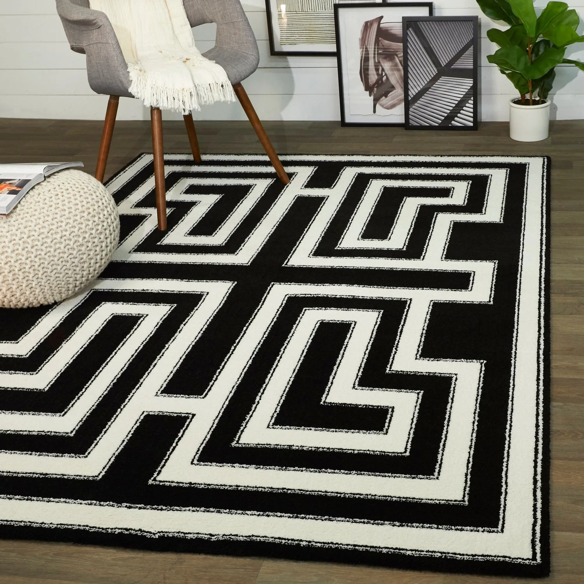 Vincent Art Deco Border Area Rug