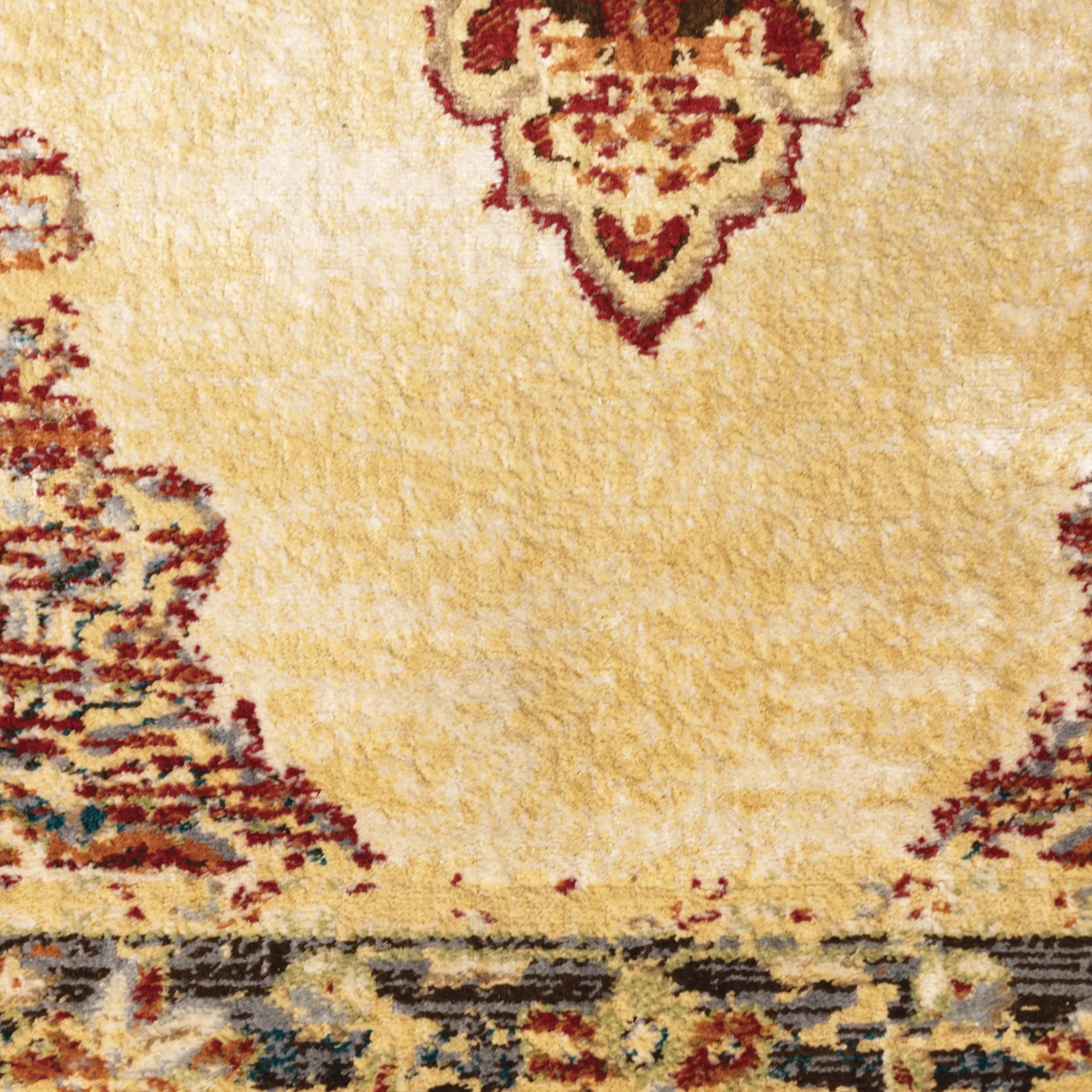 Vista Home Assen Goldtone/Orange Starburst Medallion Area Rug