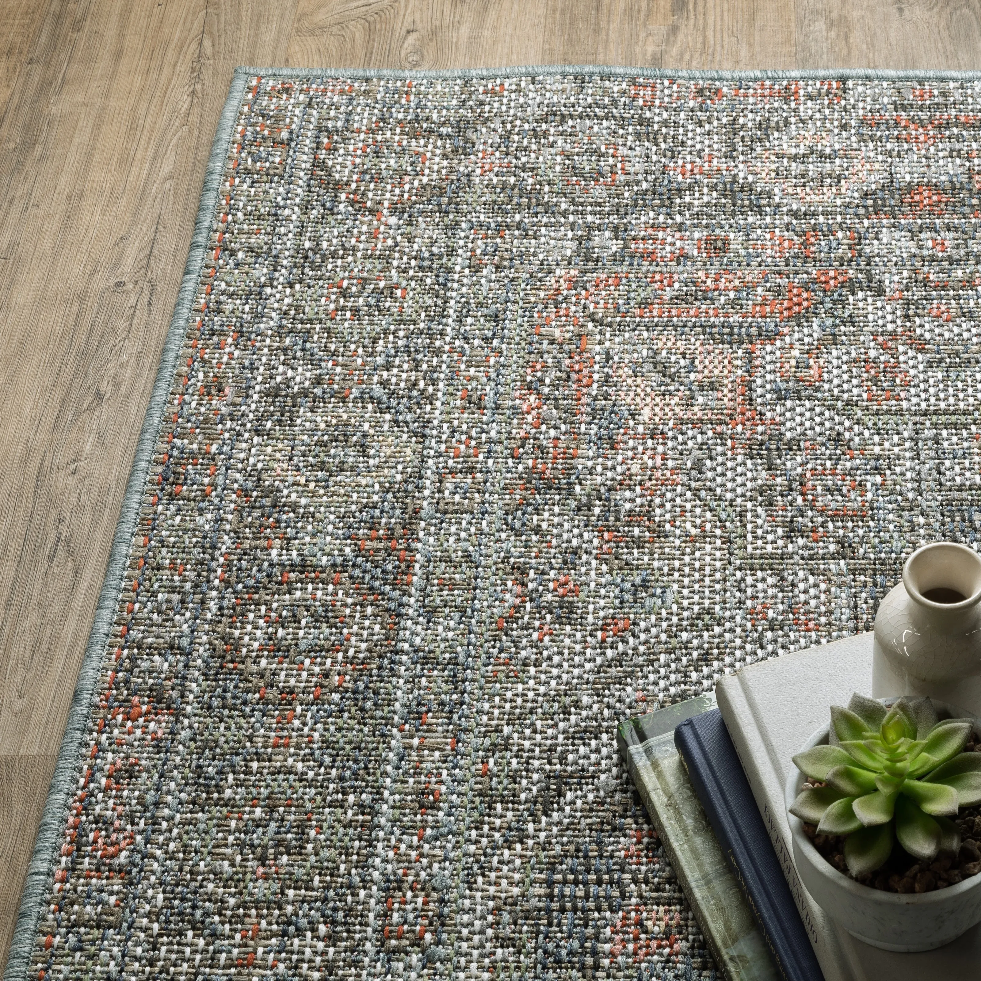 Vista Home Calla Traditional Medallion Grey/ Multi Indoor/Outdoor Area Rug