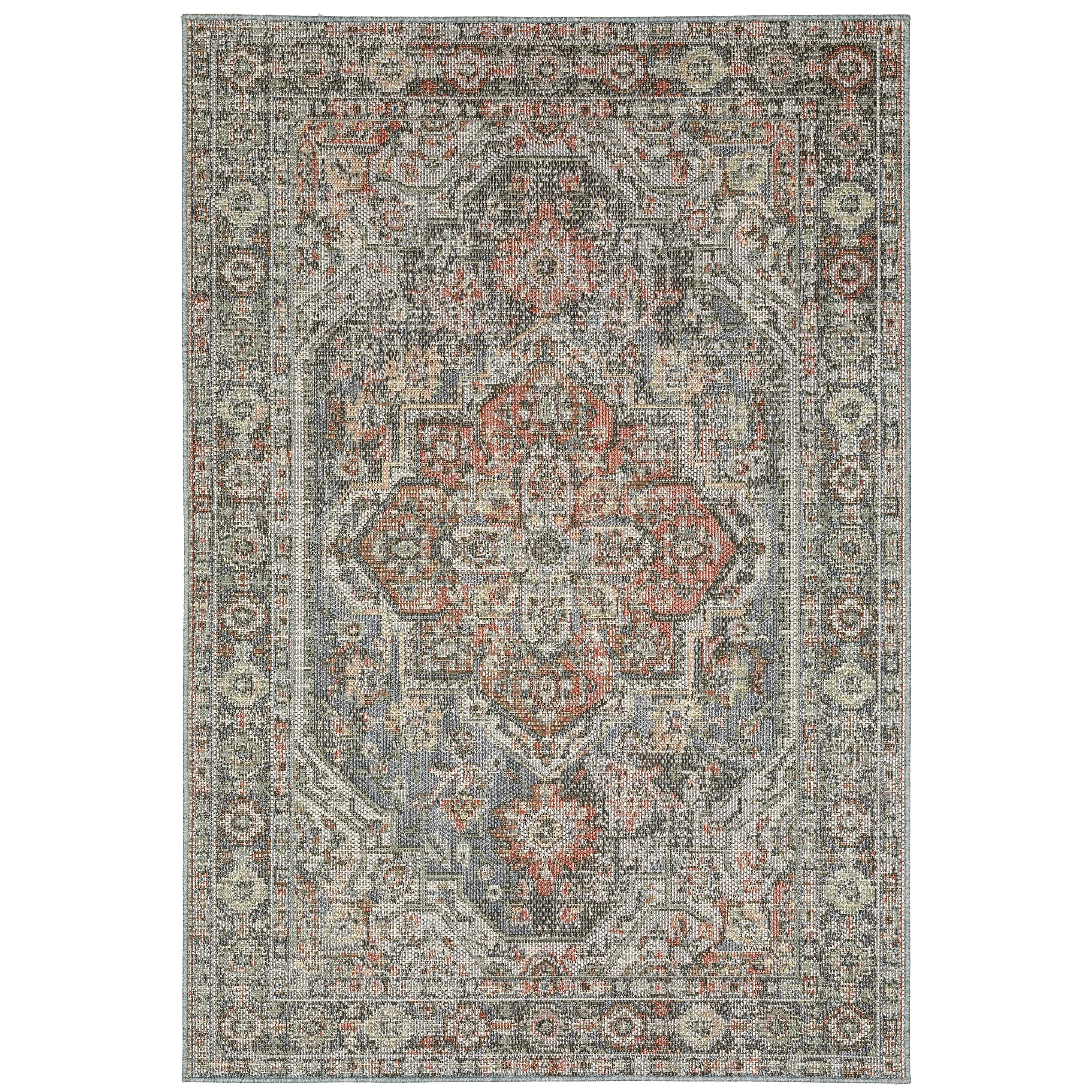 Vista Home Calla Traditional Medallion Grey/ Multi Indoor/Outdoor Area Rug