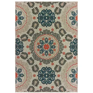 Vista Home Higgins Medallions Grey/ Blue Indoor/ Outdoor Area Rug