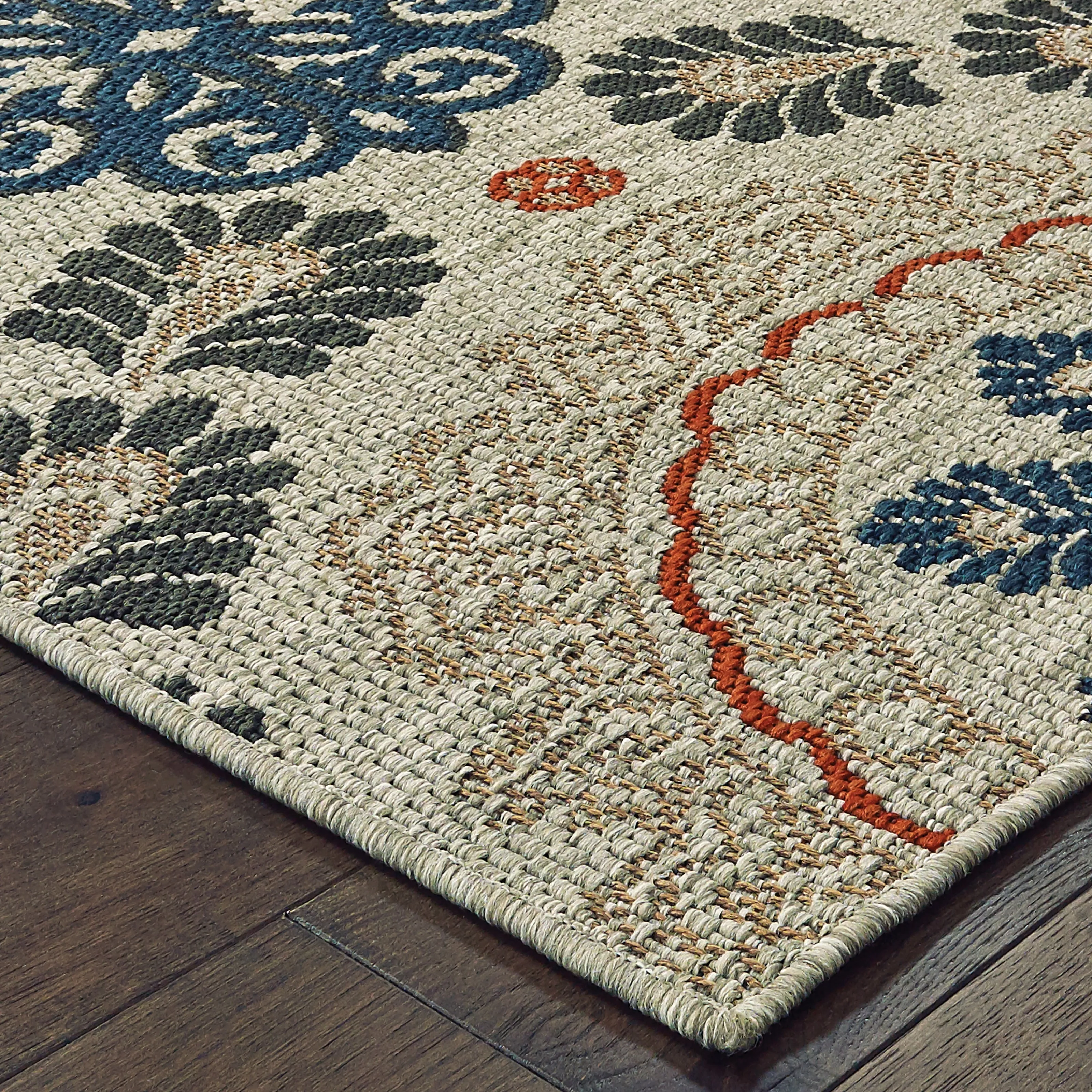 Vista Home Higgins Medallions Grey/ Blue Indoor/ Outdoor Area Rug