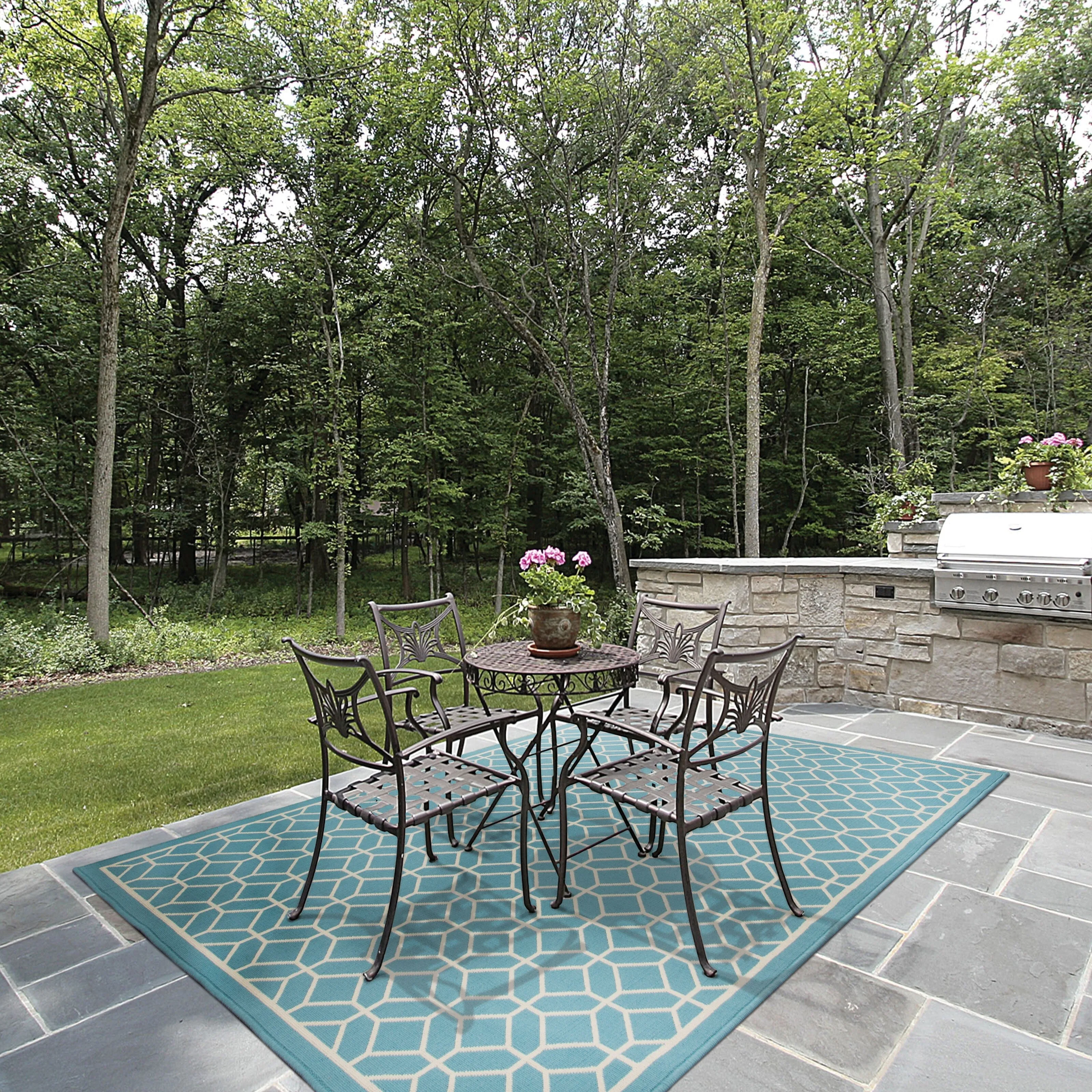 Vista Home Rio Mar Tile Inspired Trellis Pattern Indoor/ Outdoor Area Rug
