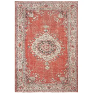 Vista Home Savannah Faded Medallion Red/ Grey Area Rug