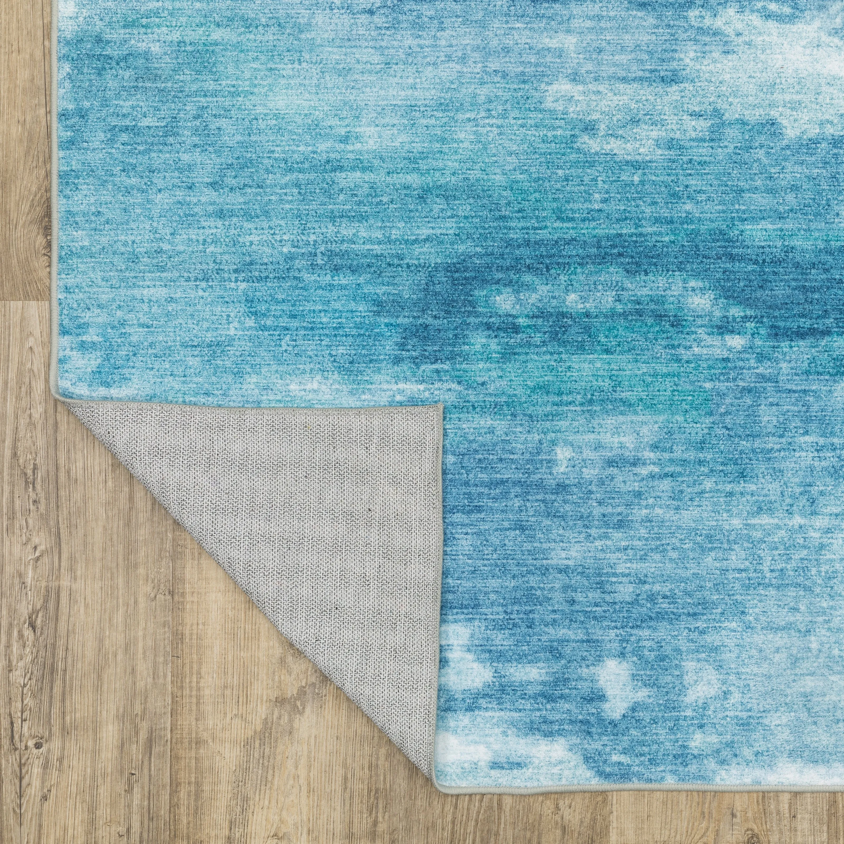 Vista Home Sunderland Abstract Sky Washable Blue/ Ivory Area Rug