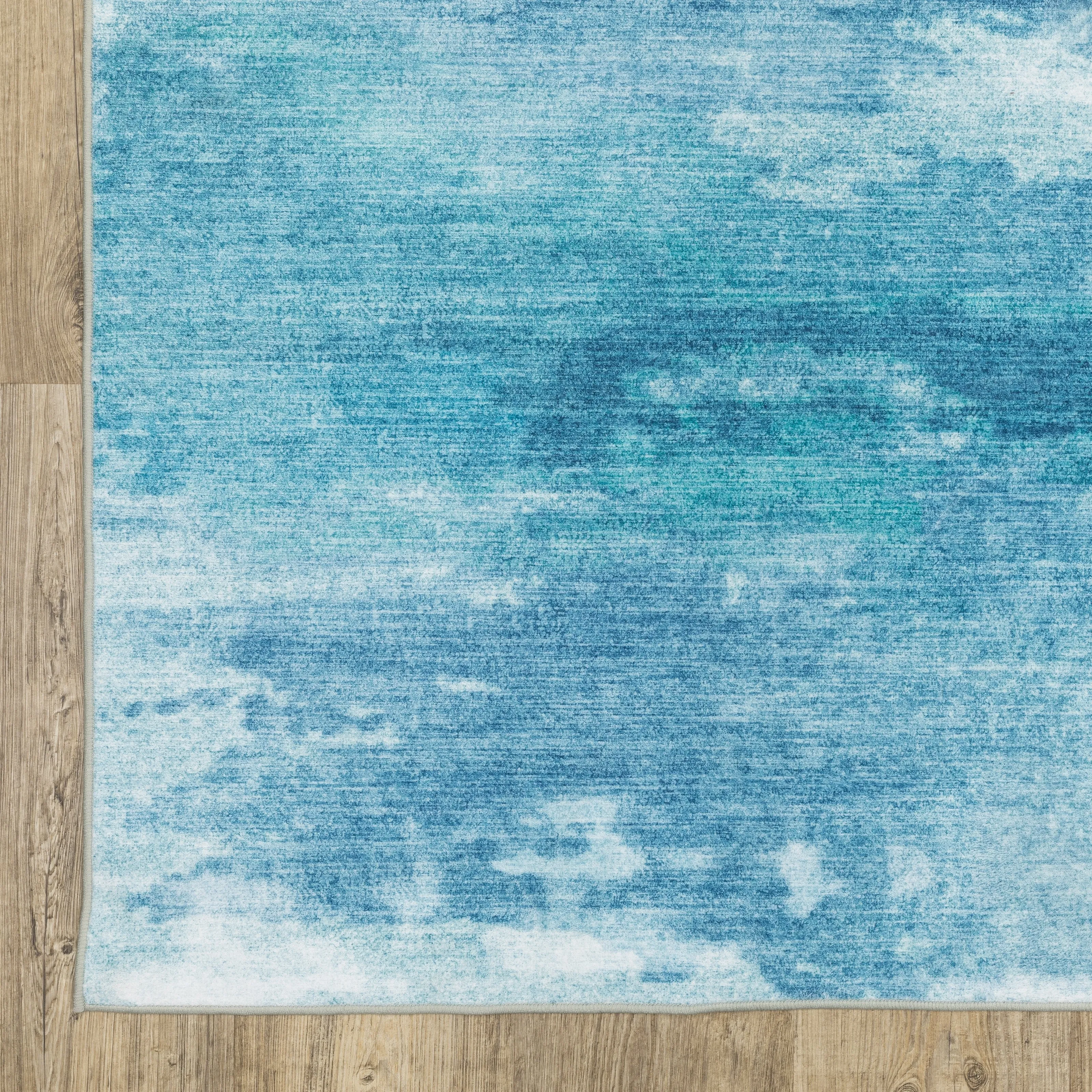 Vista Home Sunderland Abstract Sky Washable Blue/ Ivory Area Rug