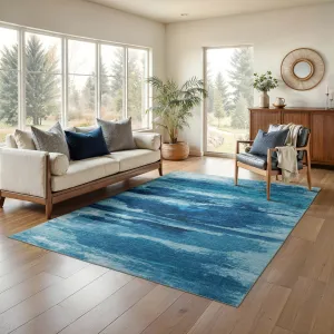Vista Home Sunderland Abstract Sky Washable Blue/ Ivory Area Rug
