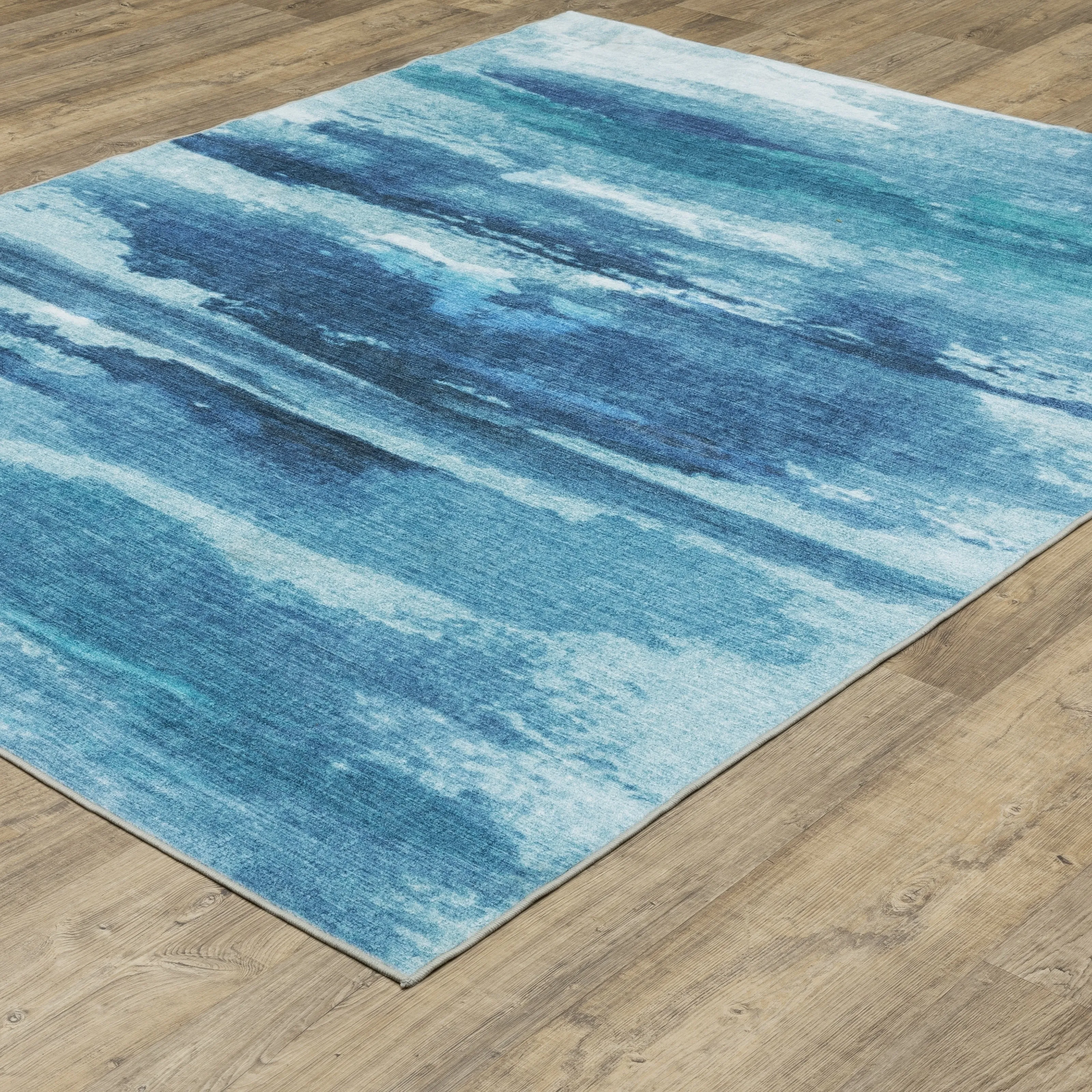 Vista Home Sunderland Abstract Sky Washable Blue/ Ivory Area Rug