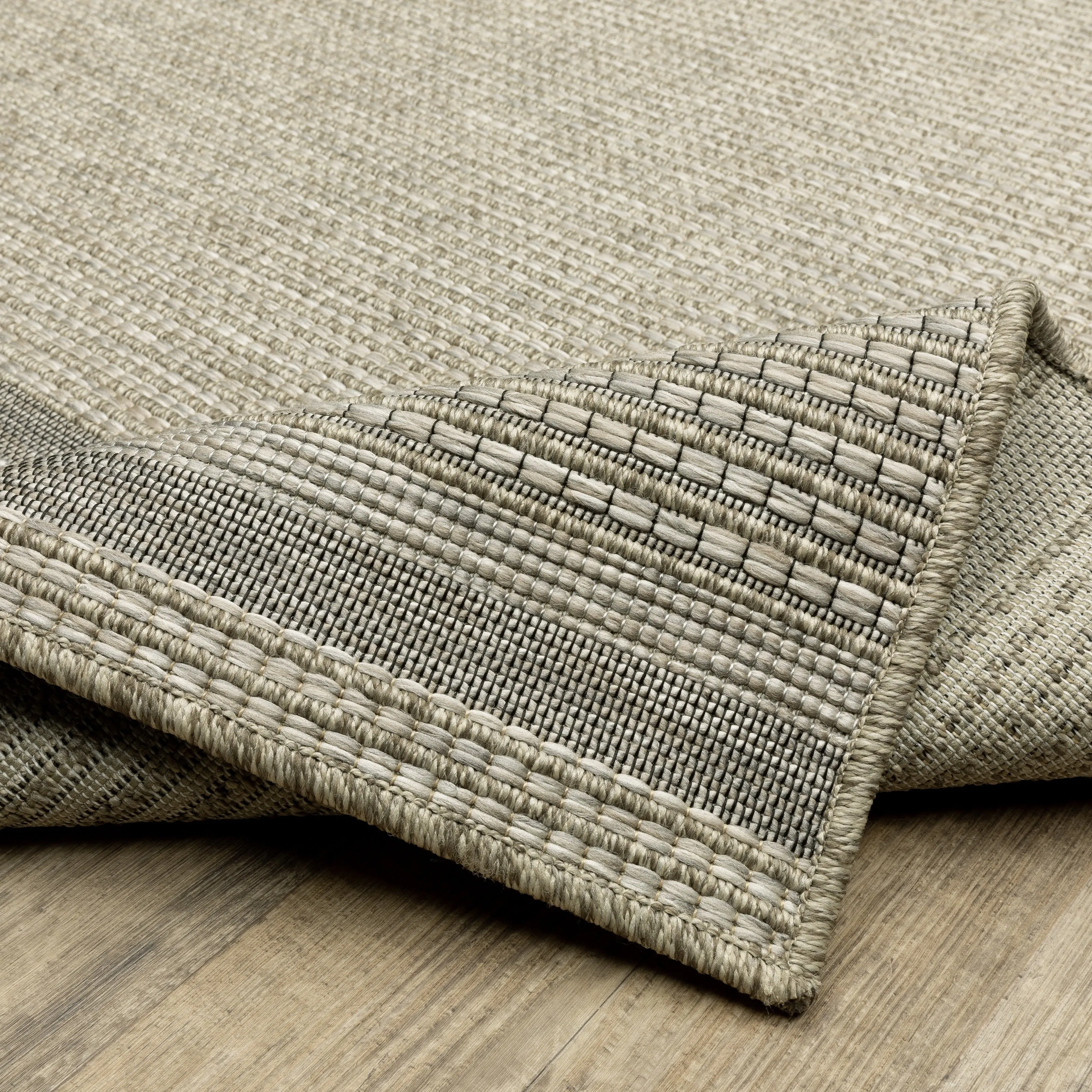 Vista Home Tangelo Banded Border Tan/Black Ultimate Performance Area Rug.