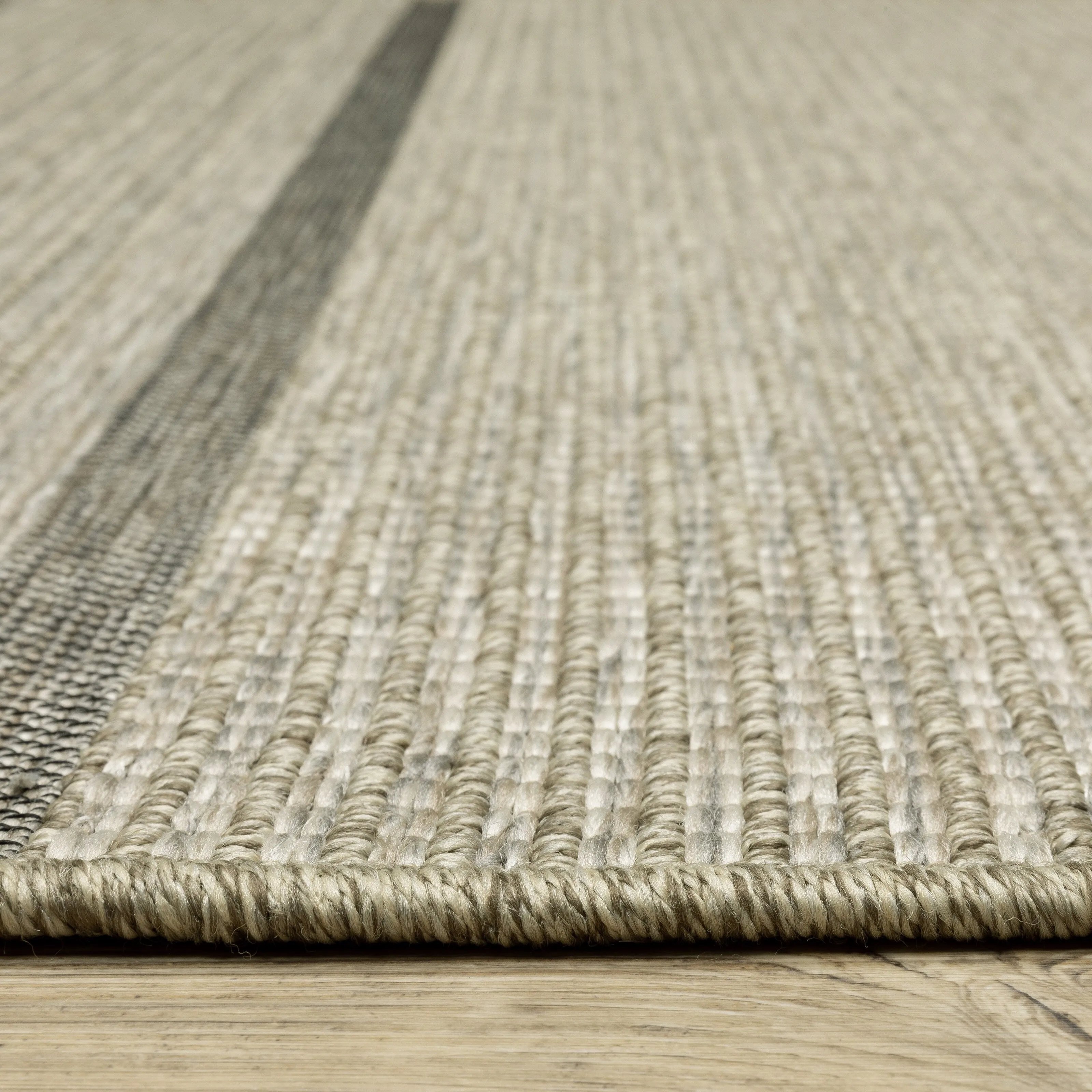 Vista Home Tangelo Banded Border Tan/Black Ultimate Performance Area Rug.