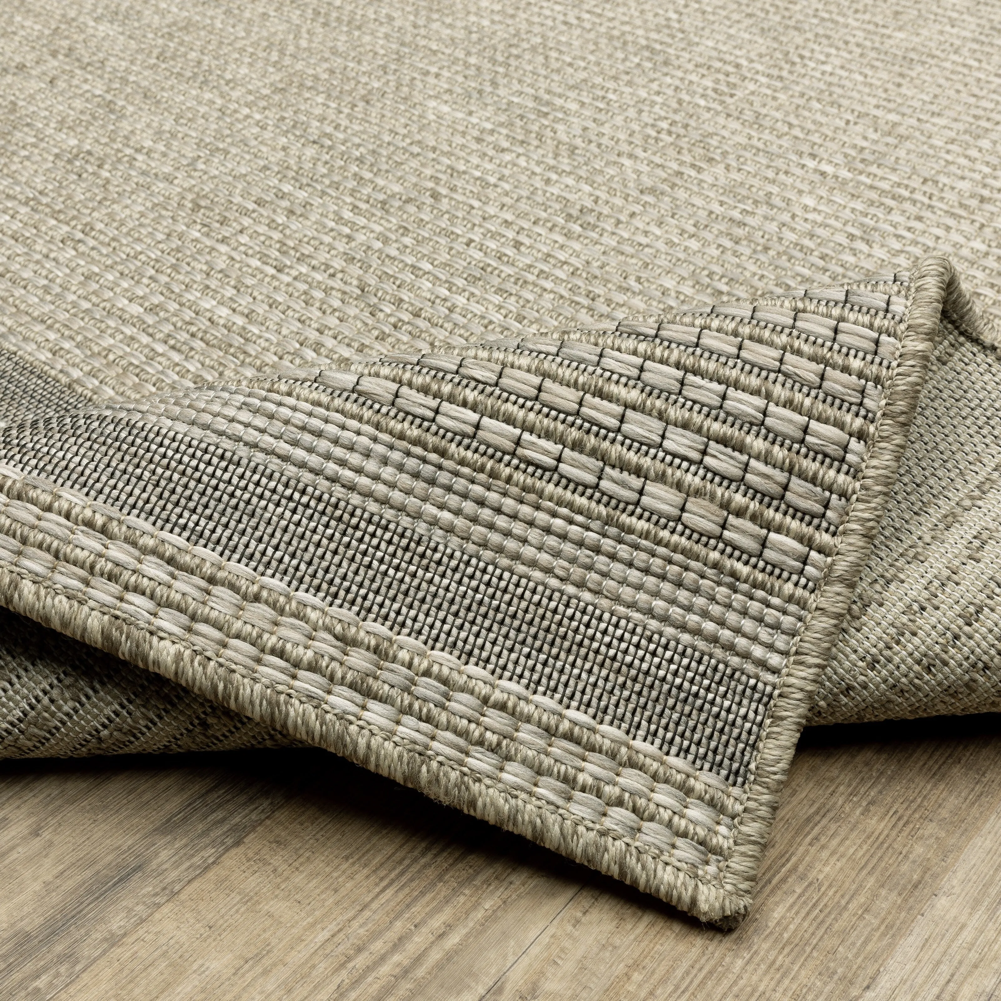Vista Home Tangelo Banded Border Tan/Black Ultimate Performance Area Rug.