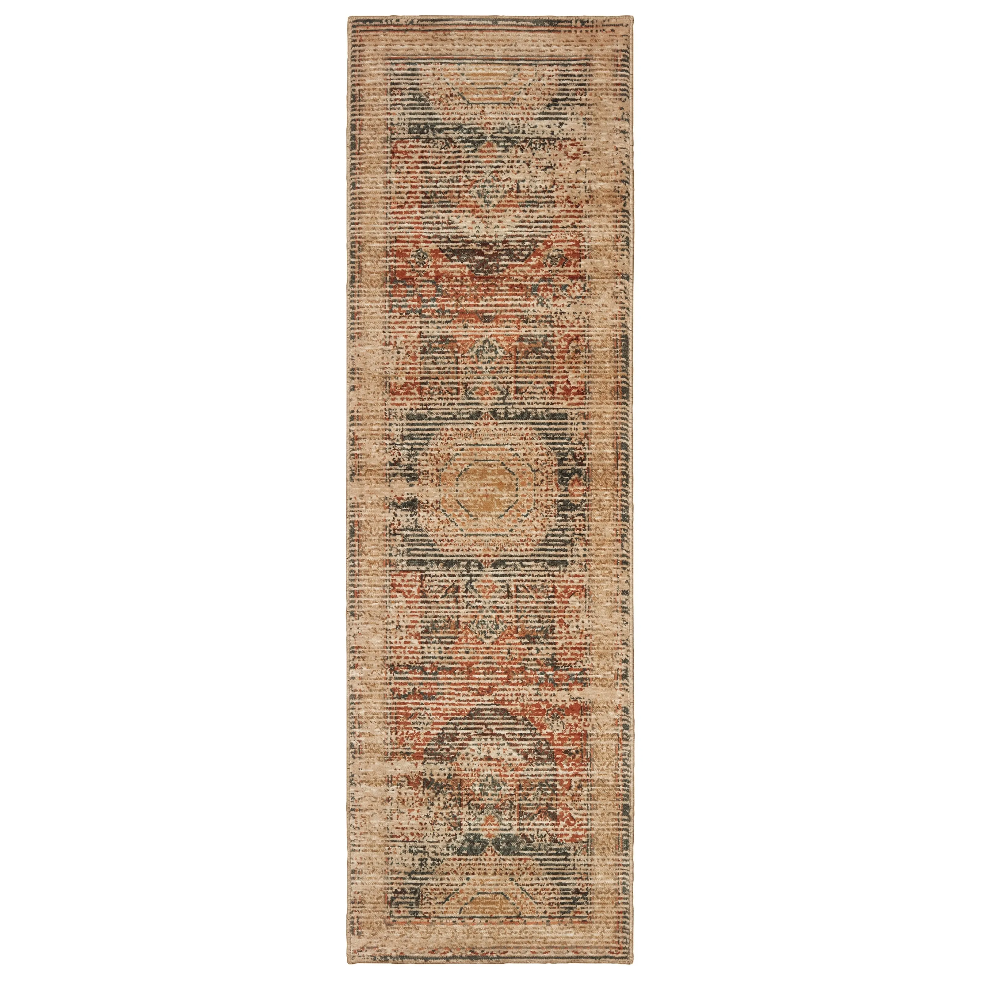 Vista Home The Gray Barn Redbone Distressed Medallion Ivory and Orange Area Rug
