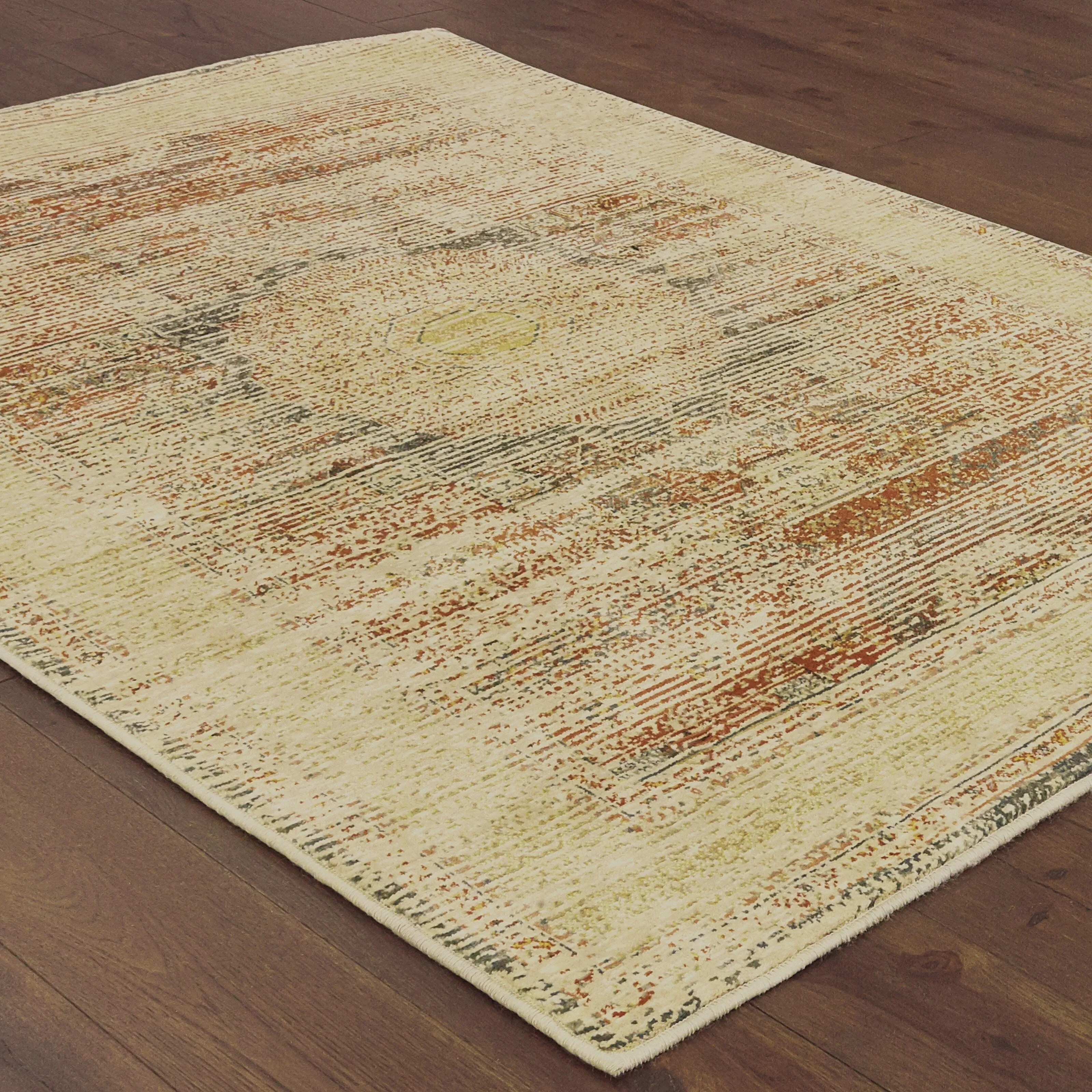 Vista Home The Gray Barn Redbone Distressed Medallion Ivory and Orange Area Rug