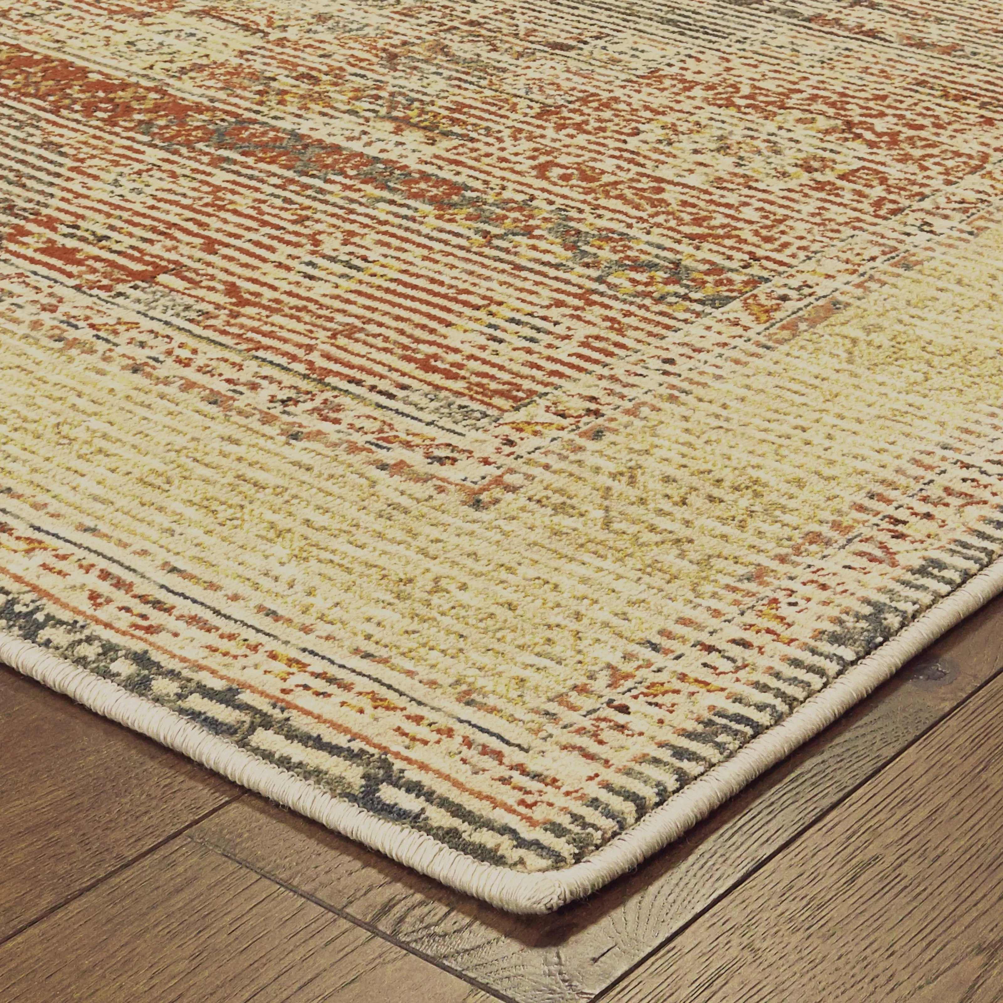 Vista Home The Gray Barn Redbone Distressed Medallion Ivory and Orange Area Rug