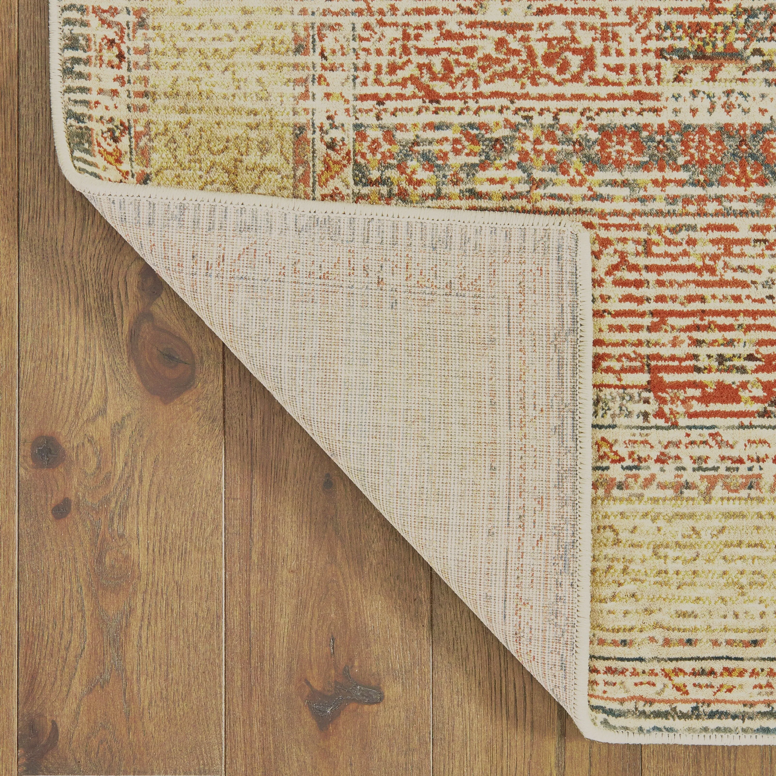 Vista Home The Gray Barn Redbone Distressed Medallion Ivory and Orange Area Rug