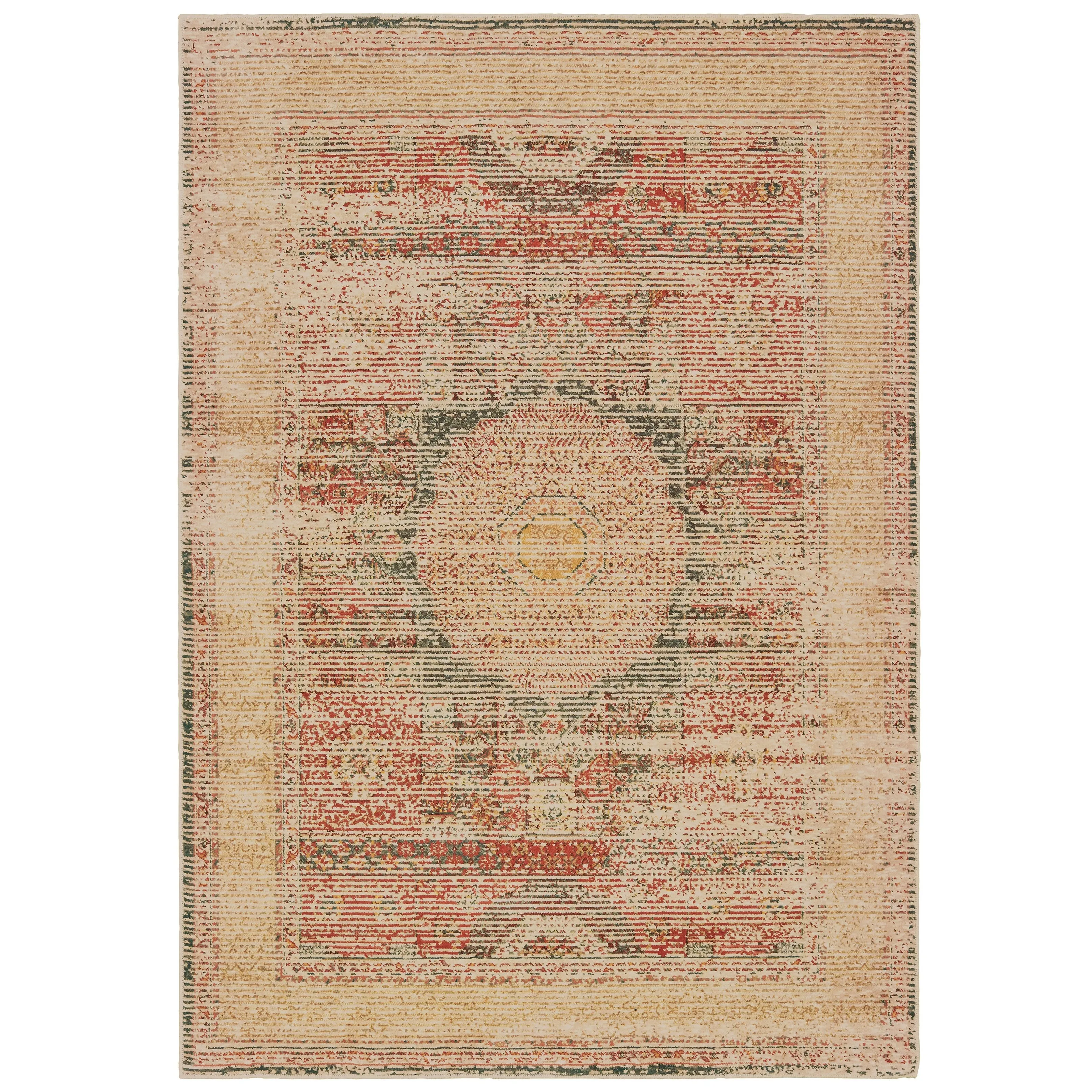 Vista Home The Gray Barn Redbone Distressed Medallion Ivory and Orange Area Rug