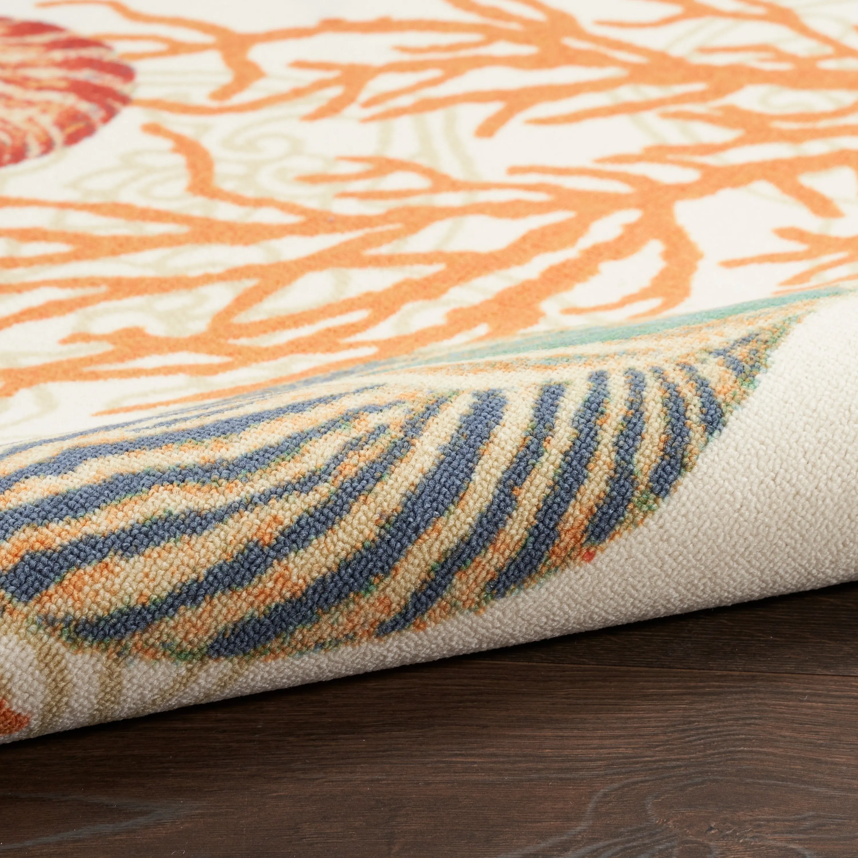 Waverly Sun & Shade Shore Thing Tropical Sea Shell Floral Indoor Outdoor Area Rug