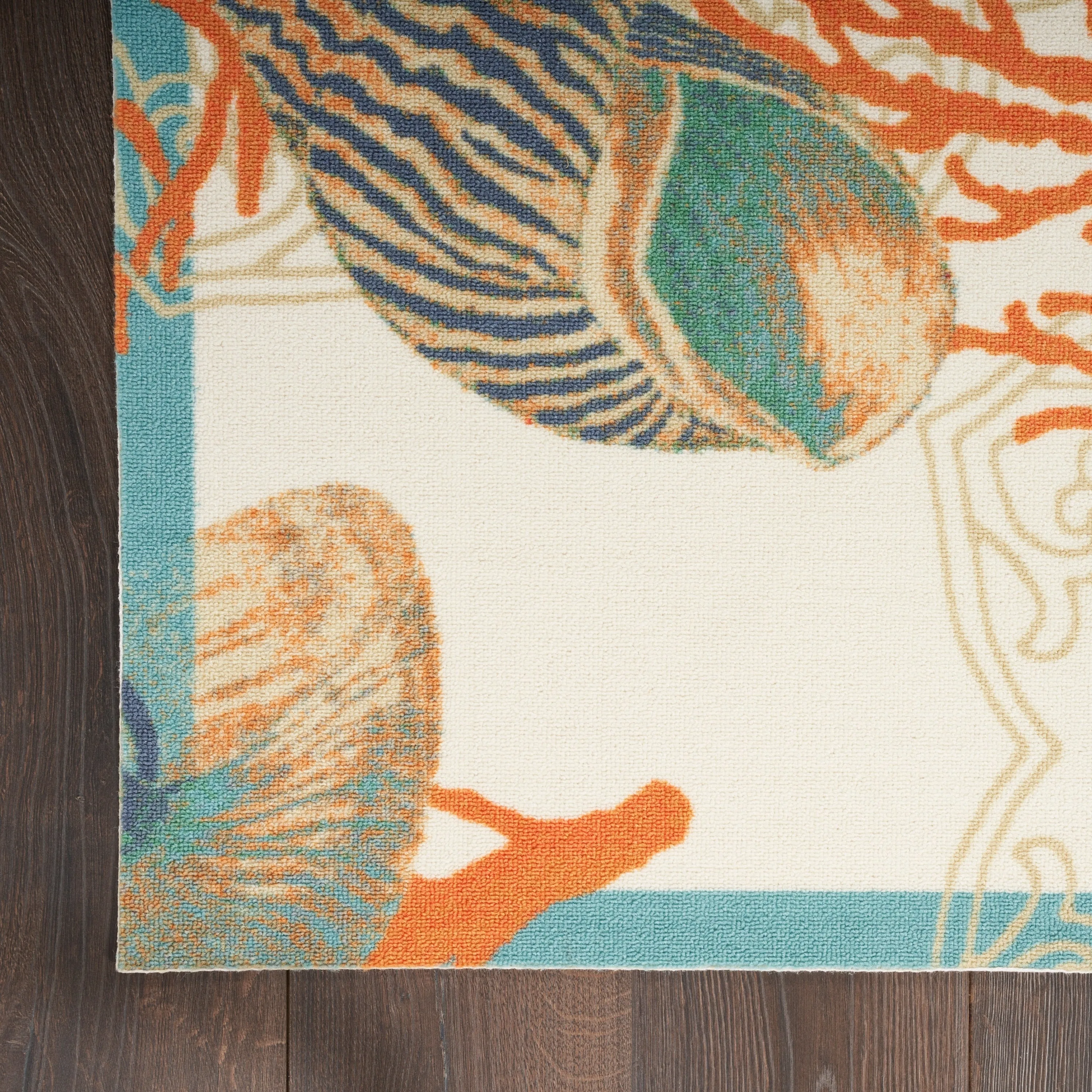 Waverly Sun & Shade Shore Thing Tropical Sea Shell Floral Indoor Outdoor Area Rug