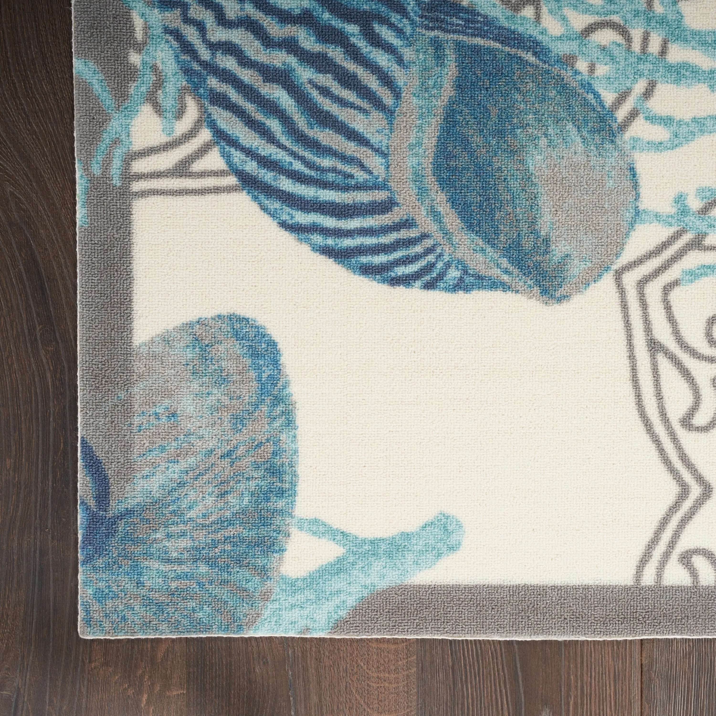 Waverly Sun & Shade Shore Thing Tropical Sea Shell Floral Indoor Outdoor Area Rug