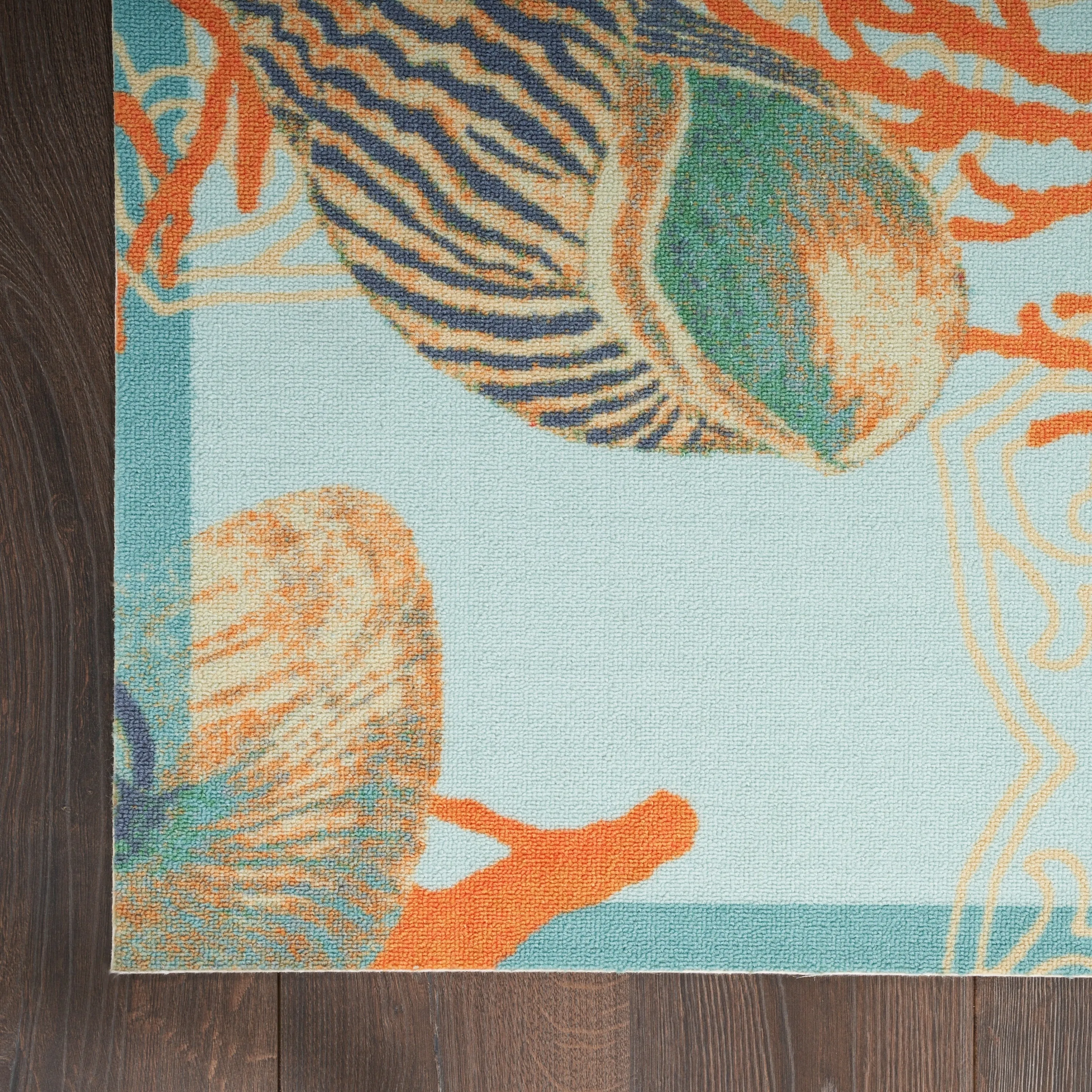 Waverly Sun & Shade Shore Thing Tropical Sea Shell Floral Indoor Outdoor Area Rug