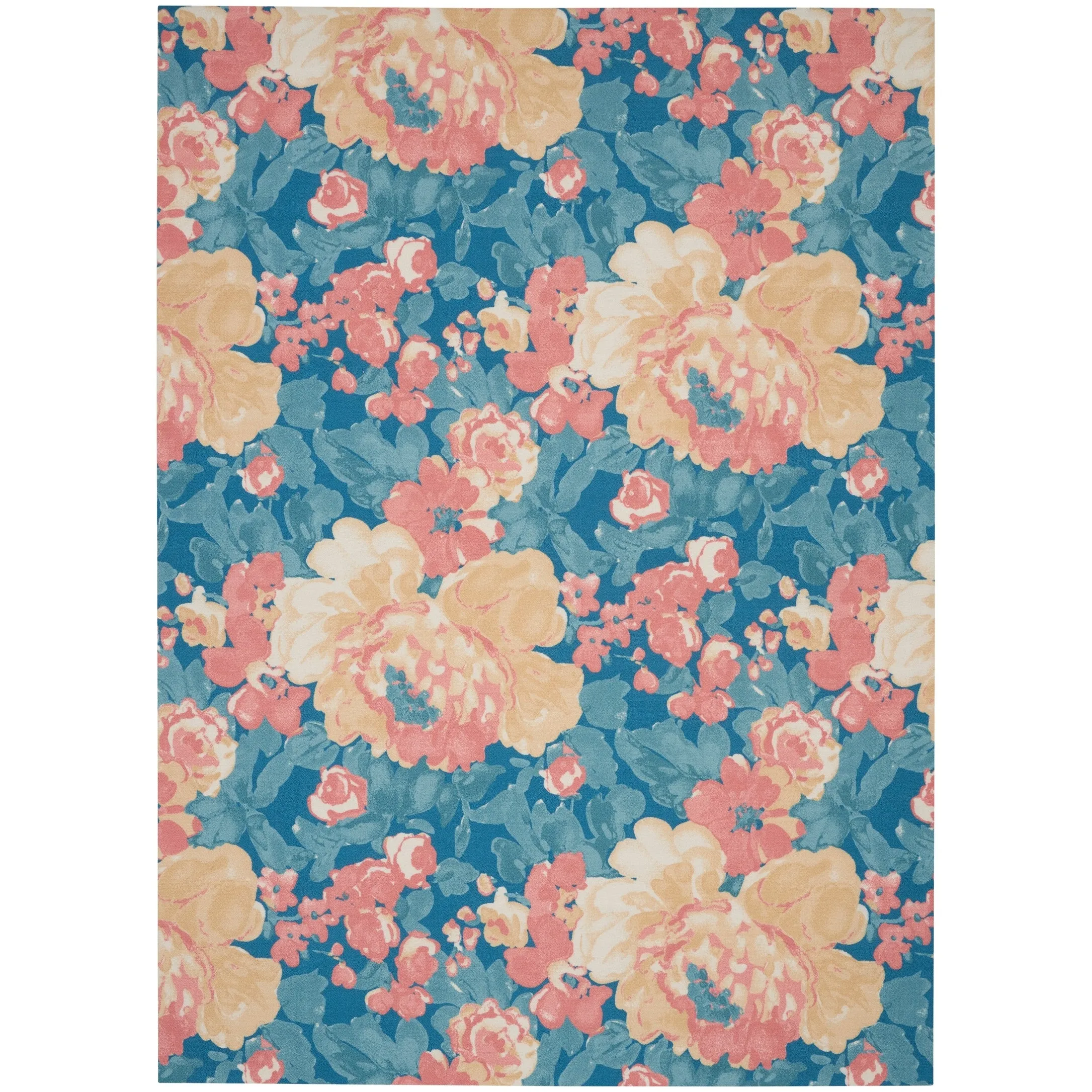 Waverly Sun N' Shade Botanical Floral Garden Farmhouse Indoor/Outdoor Area Rug