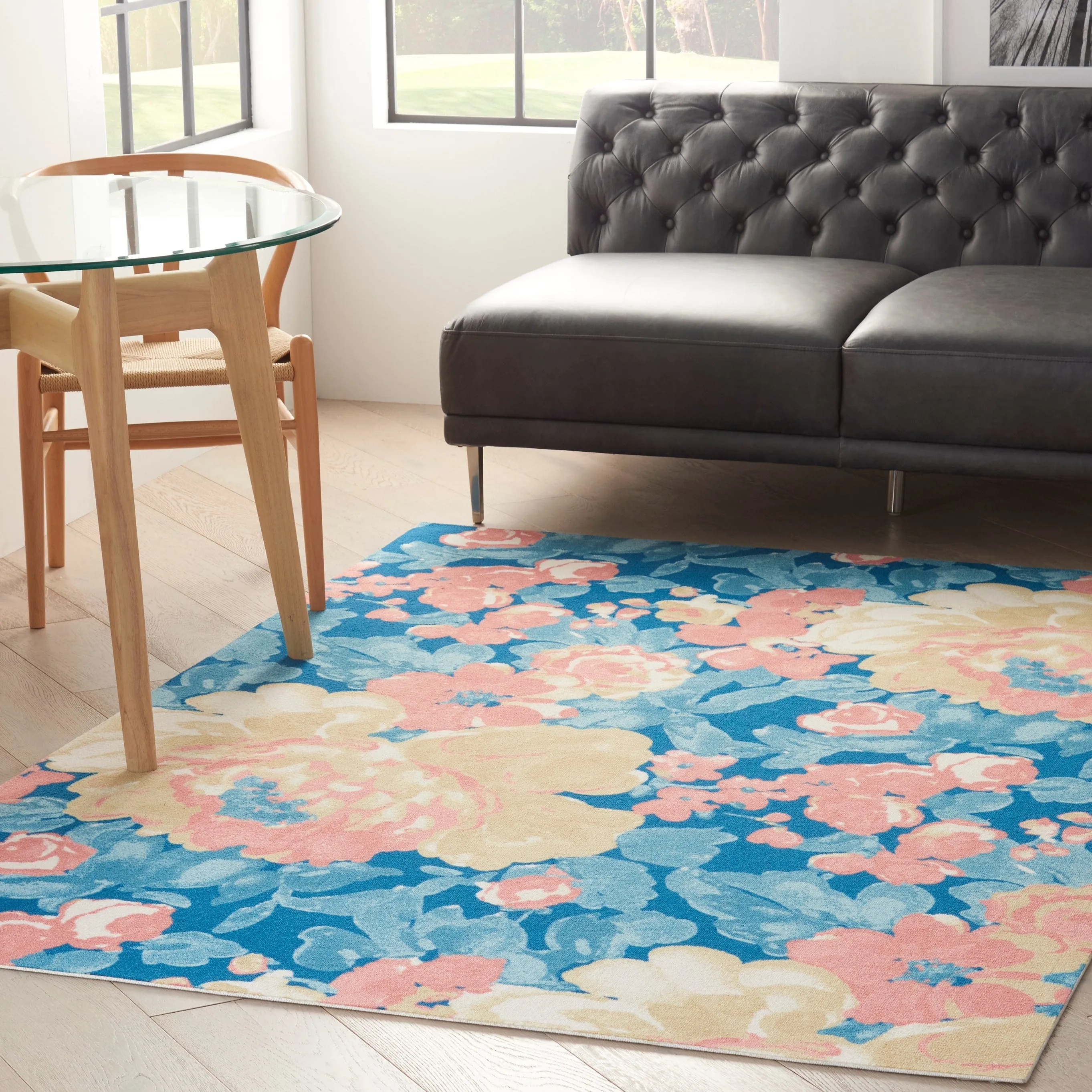 Waverly Sun N' Shade Botanical Floral Garden Farmhouse Indoor/Outdoor Area Rug