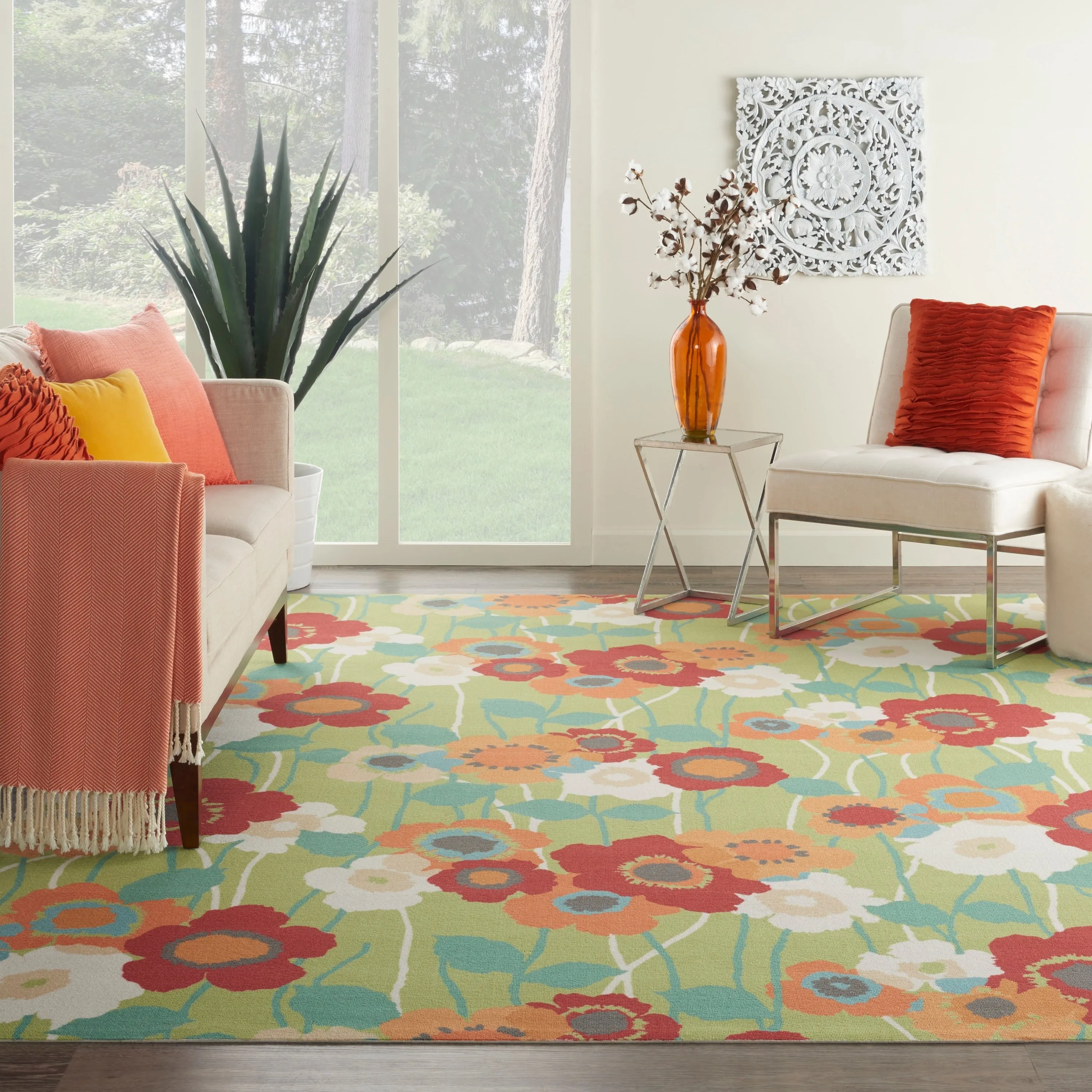 Waverly Sun N' Shade Floral Transitional Indoor/Outdoor Area Rug