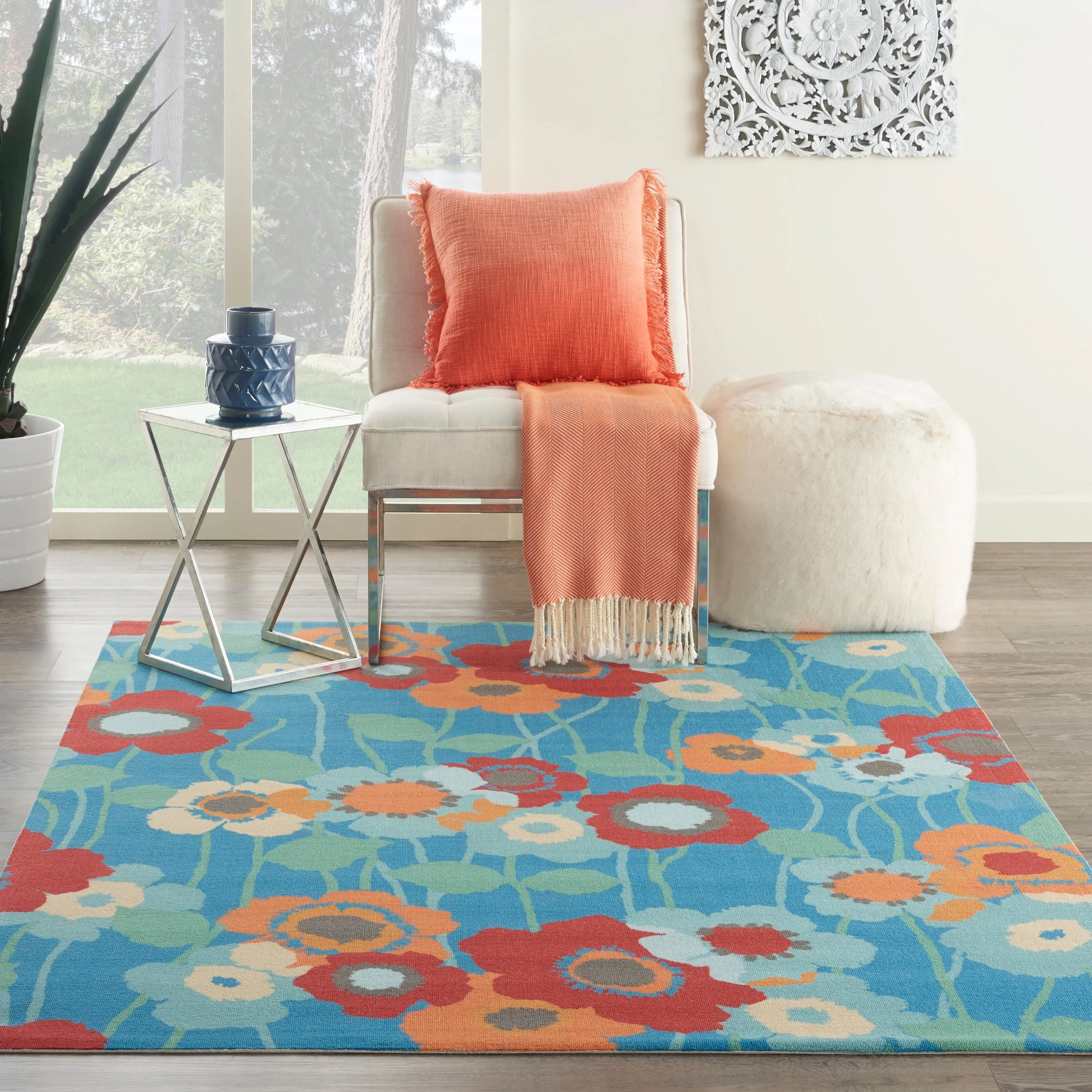Waverly Sun N' Shade Floral Transitional Indoor/Outdoor Area Rug