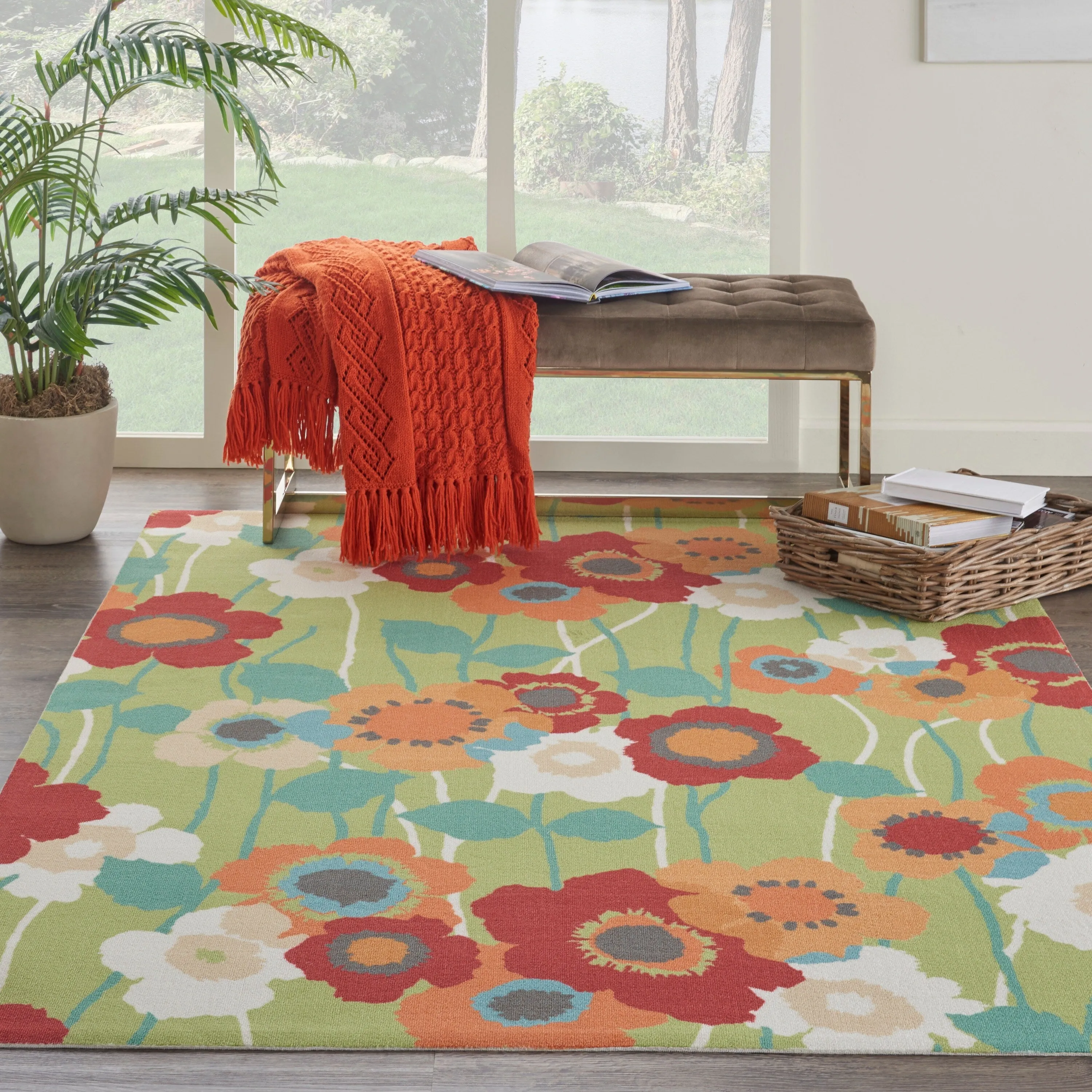 Waverly Sun N' Shade Floral Transitional Indoor/Outdoor Area Rug