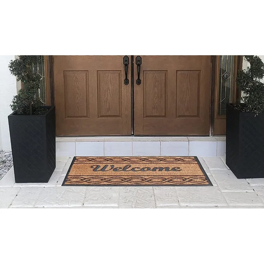 Welcome Rubber and Coir Beautifully Design Outdoor Durable Doormat 23X39. Beige