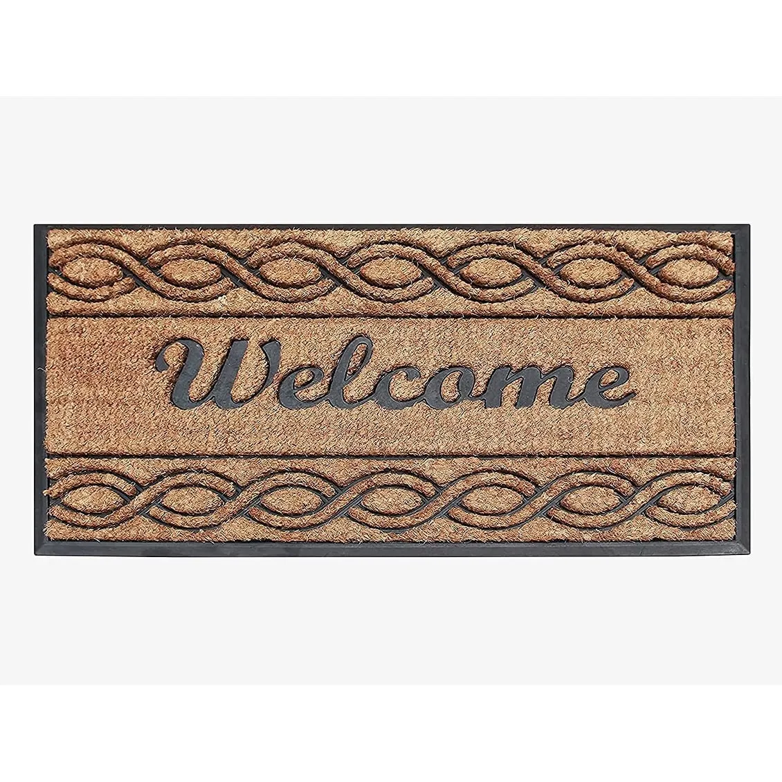 Welcome Rubber and Coir Beautifully Design Outdoor Durable Doormat 23X39. Beige