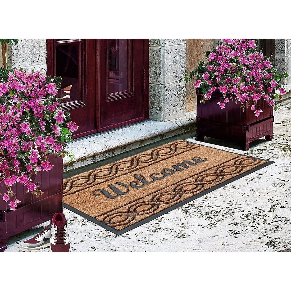 Welcome Rubber and Coir Beautifully Design Outdoor Durable Doormat 23X39. Beige