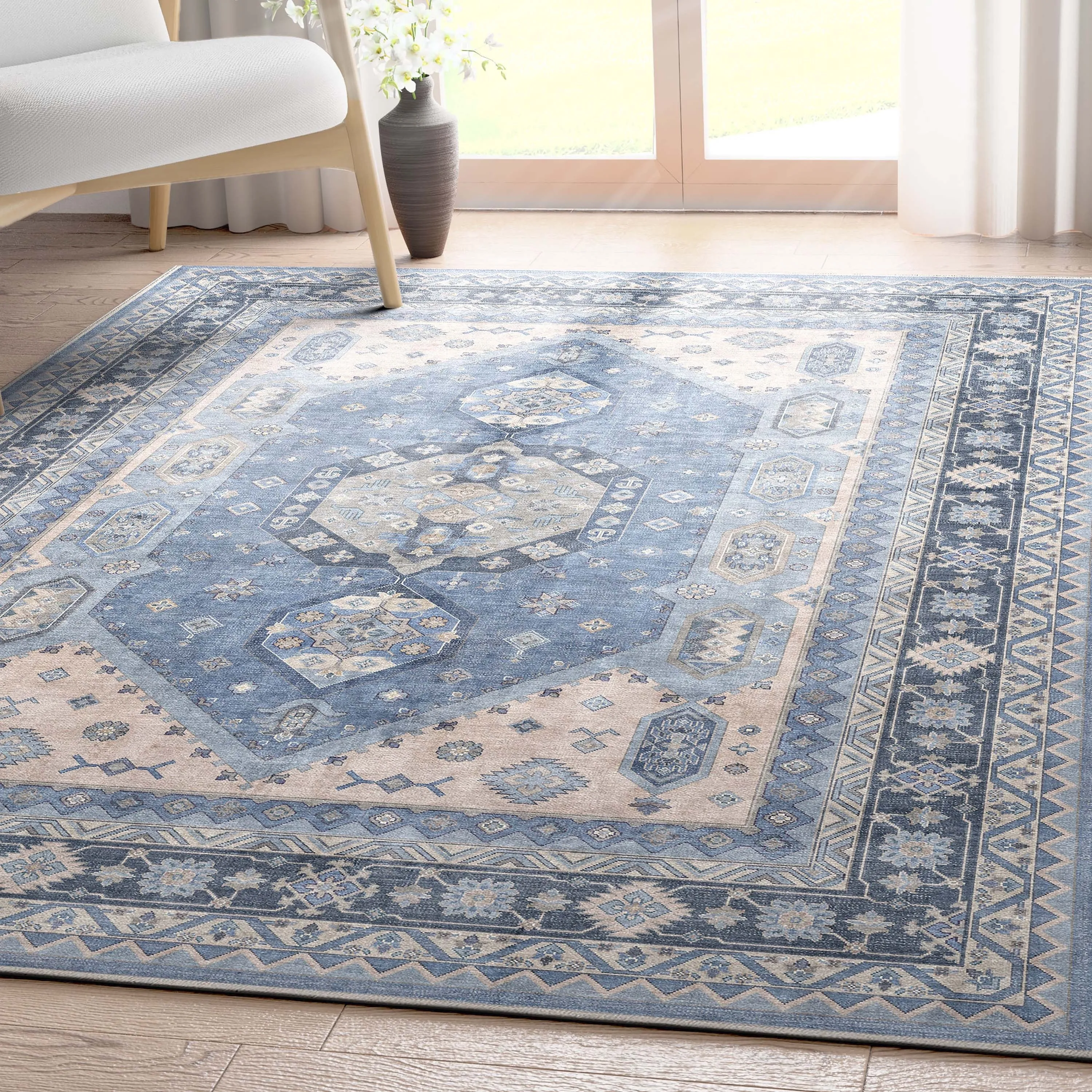Well Woven Apollo Nicosia Medallion Flat-Weave Machine Washable Area Rug